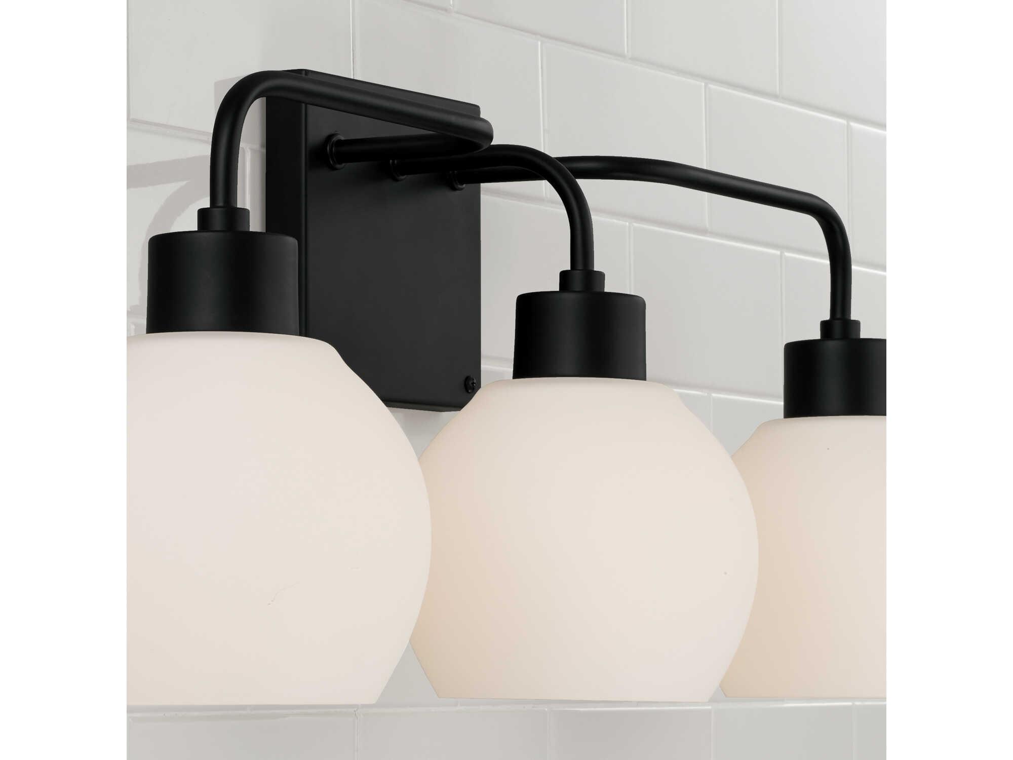 Capital Lighting Tanner 3-Light Matte Black Glass Vanity Light