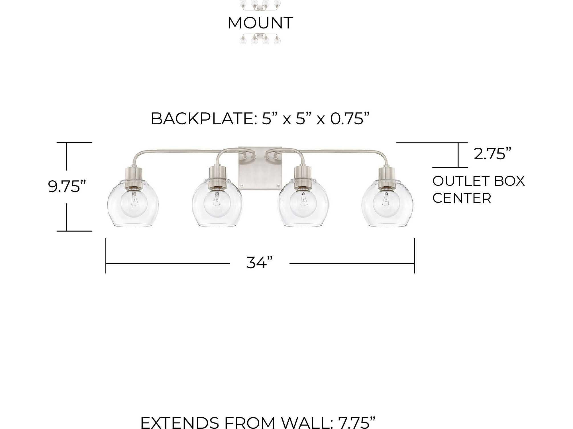 Capital Lighting Tanner 4-Light Brushed Nickel Glass Vanity Light