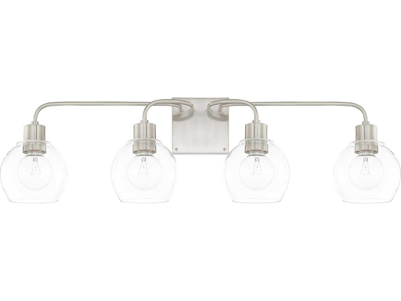 Capital Lighting Tanner 4-Light Brushed Nickel Glass Vanity Light