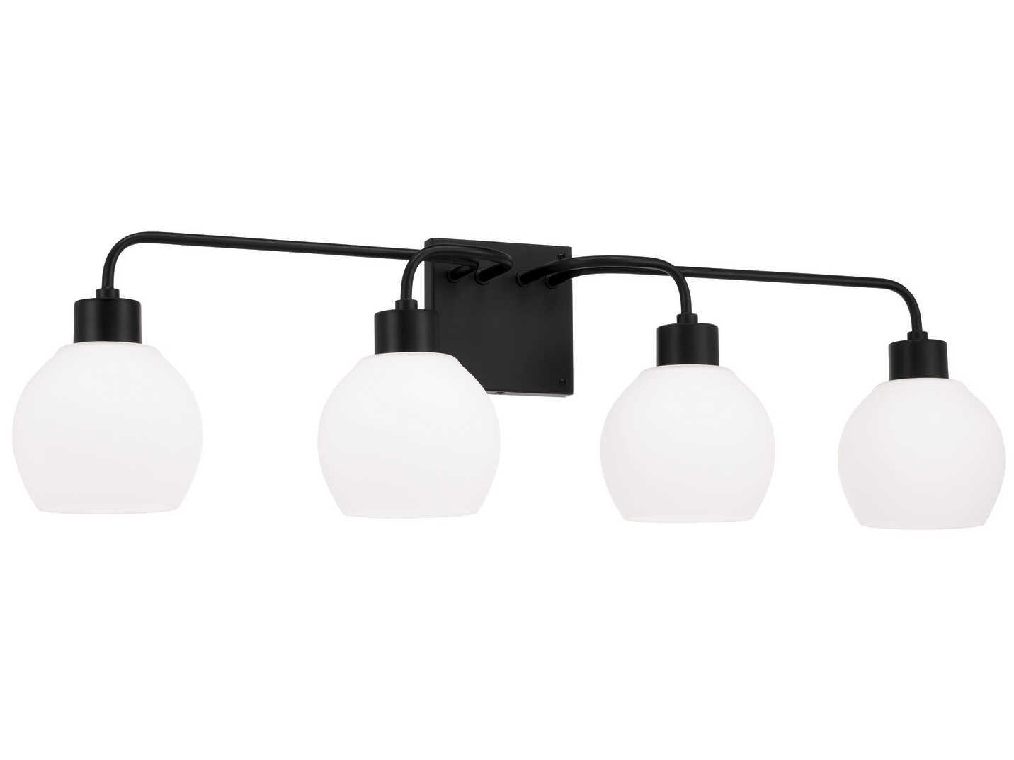 Capital Lighting Tanner 4-Light Matte Black Glass Vanity Light