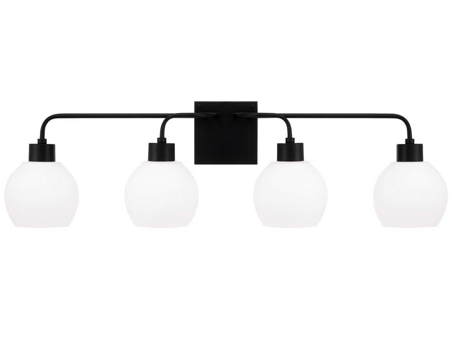 Capital Lighting Tanner 4-Light Matte Black Glass Vanity Light