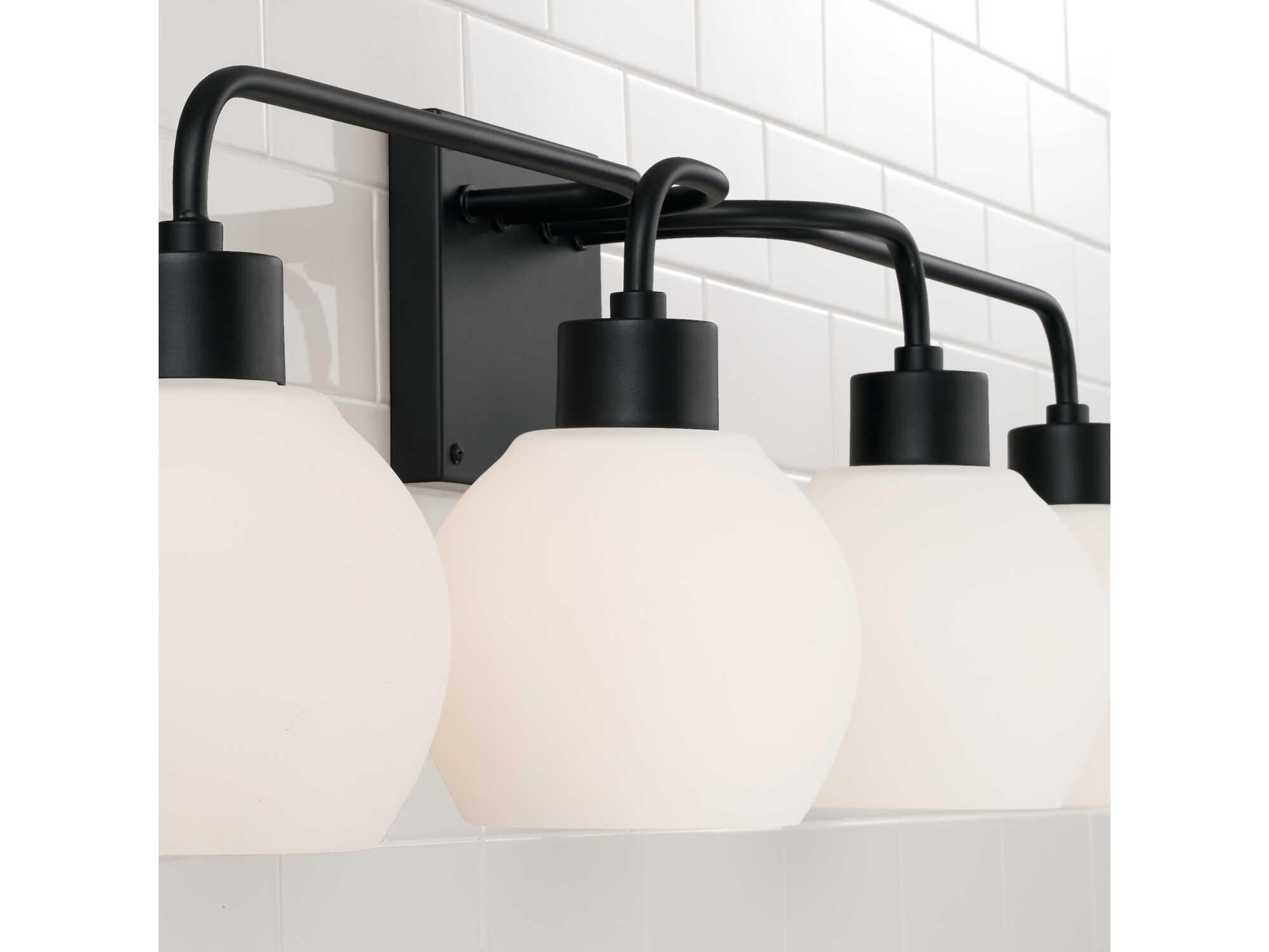 Capital Lighting Tanner 4-Light Matte Black Glass Vanity Light
