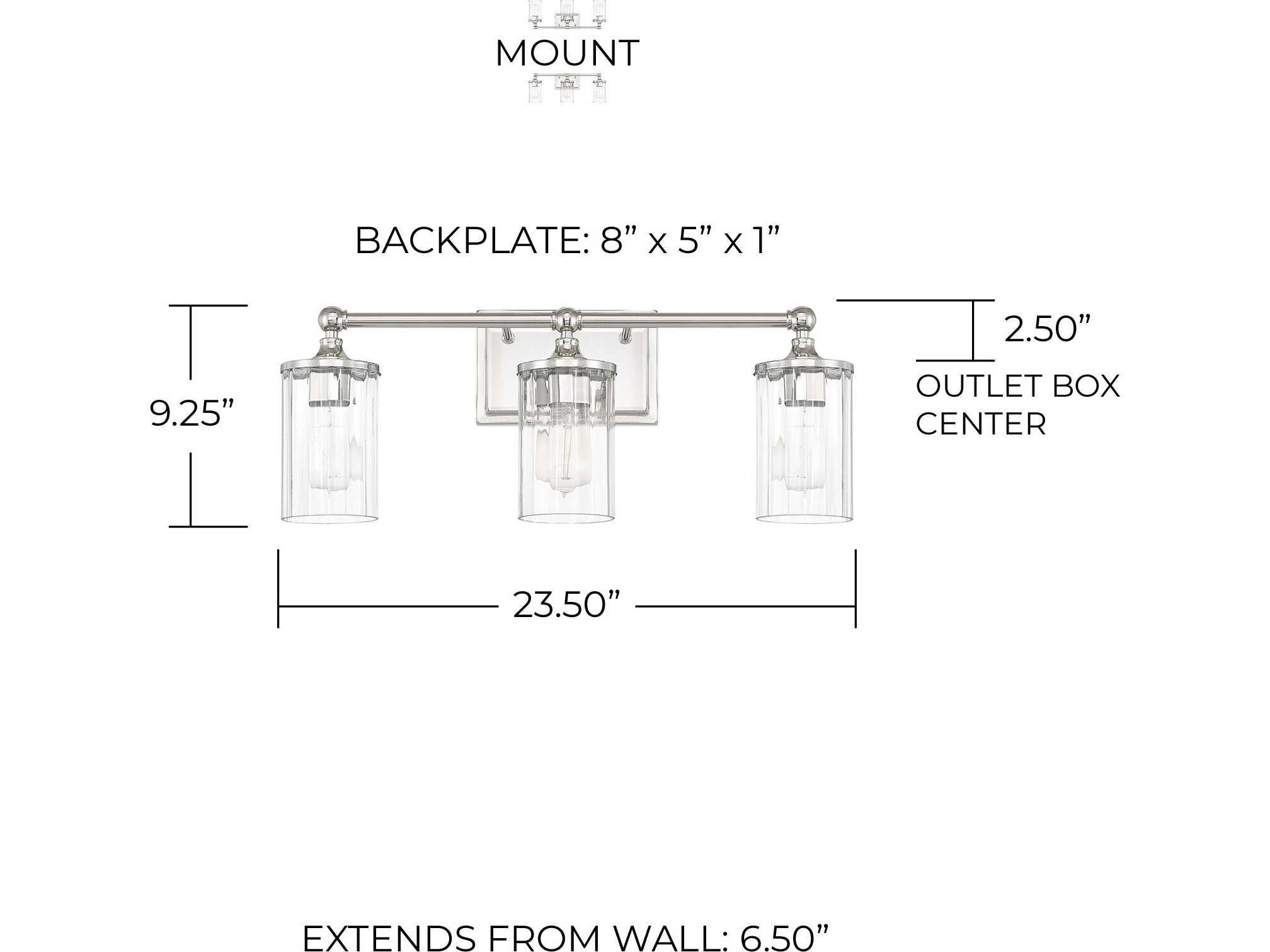 Capital Lighting Camden 3-Light Polished Nickel Glass Vanity Light