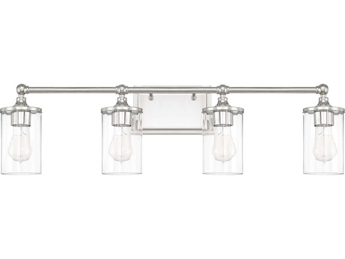 Capital Lighting Camden 4-Light Polished Nickel Glass Vanity Light