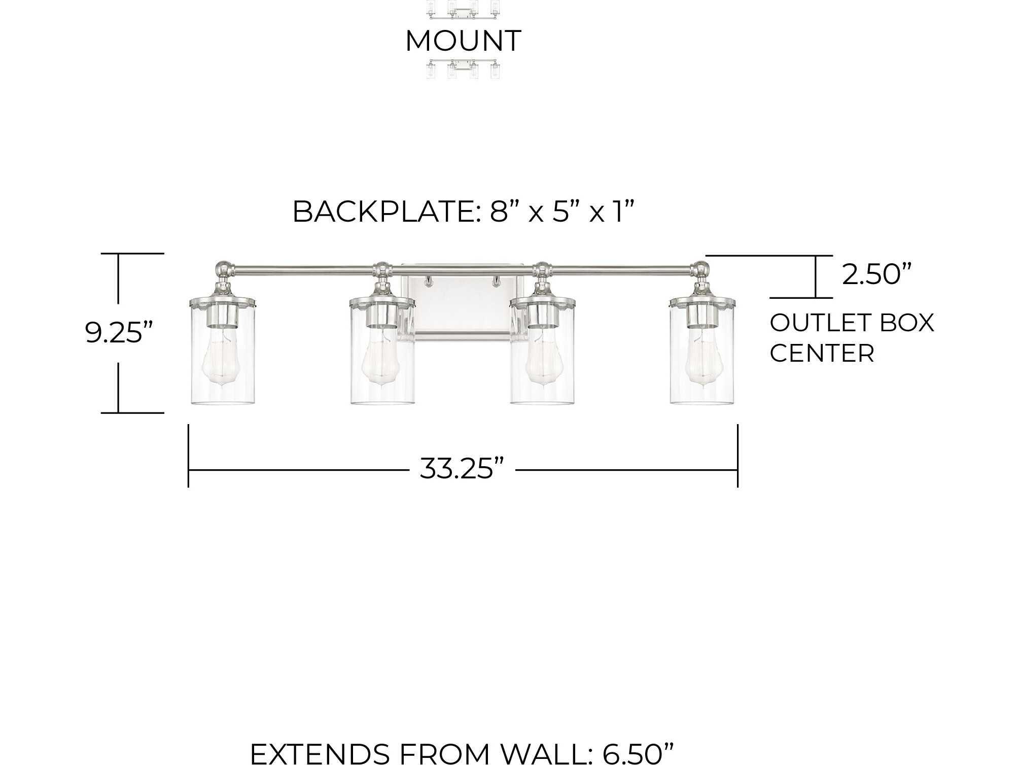 Capital Lighting Camden 4-Light Polished Nickel Glass Vanity Light