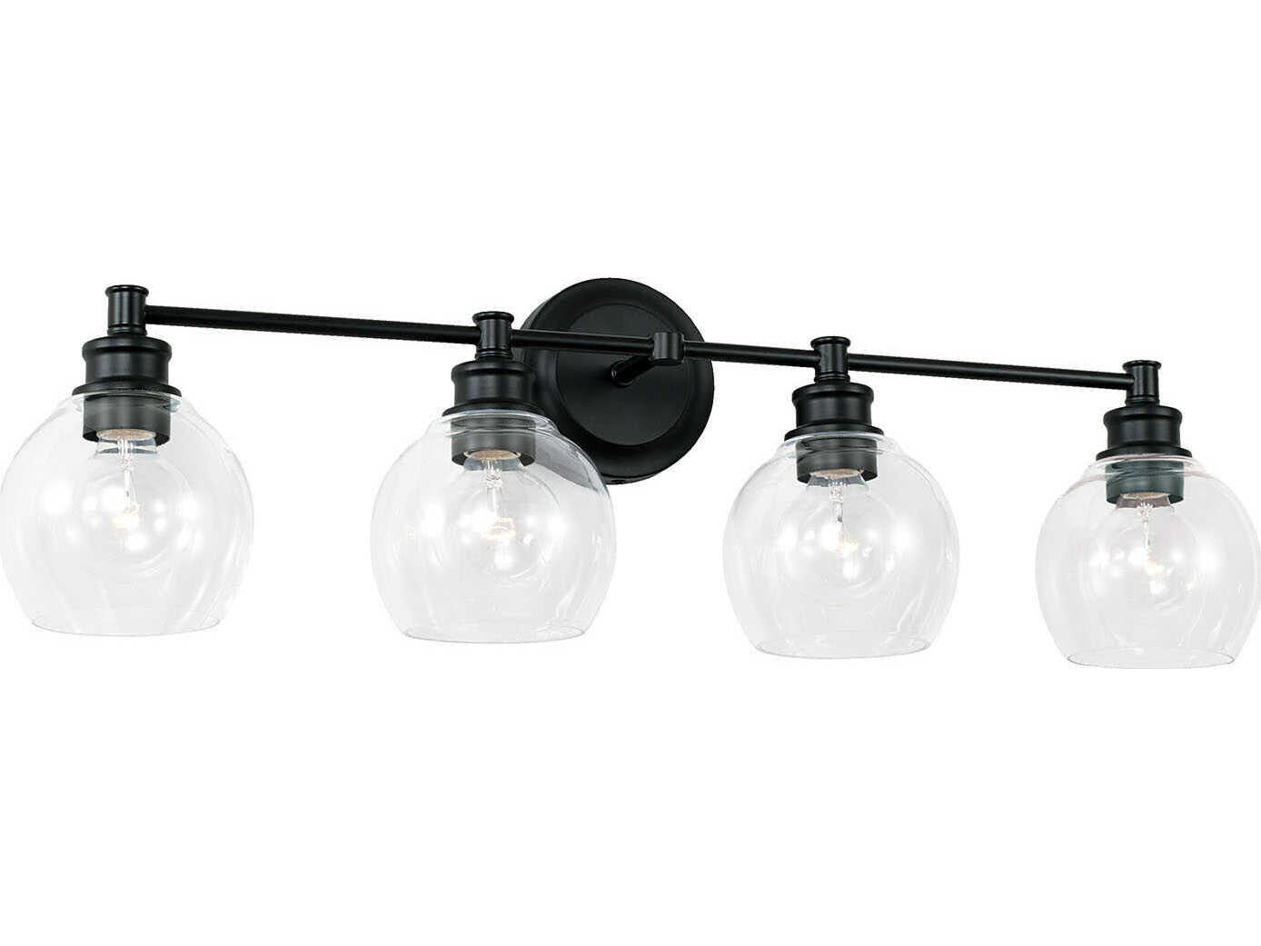 Capital Lighting Mid Century 4-Light Matte Black Glass Vanity Light