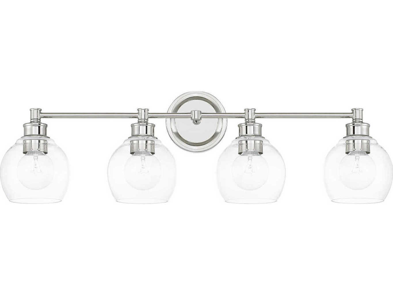 Capital Lighting Mid Century 4-Light Polished Nickel Glass Vanity Light