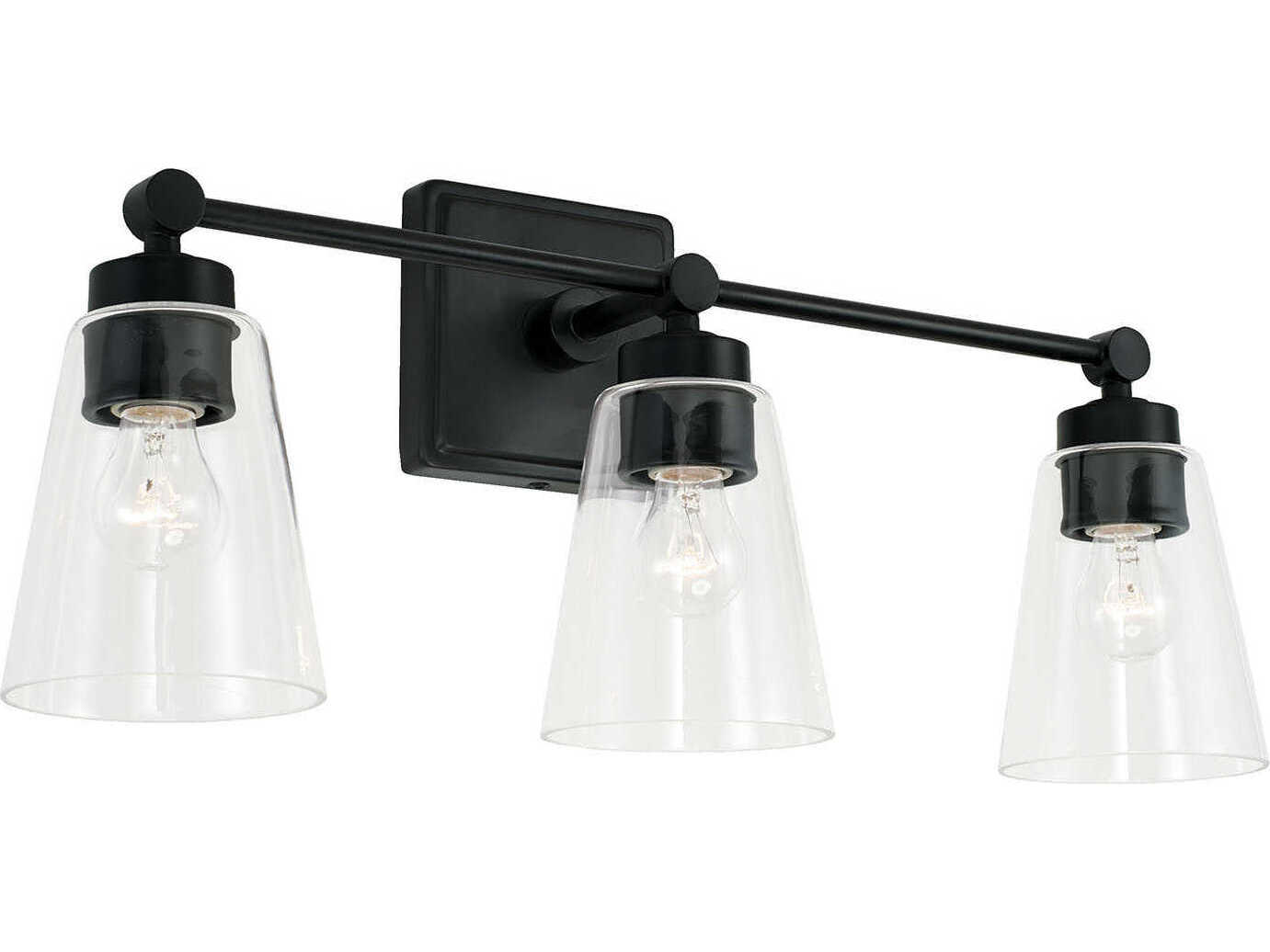 Capital Lighting Rory 3-Light Matte Black Glass Vanity Light