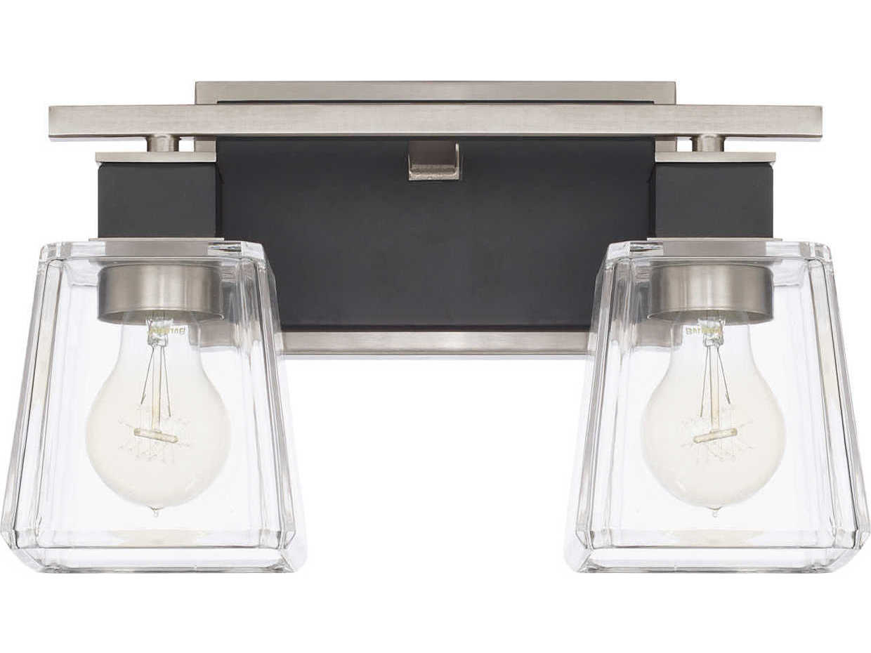 Capital Lighting Tux 2-Light Black Tie Glass Vanity Light