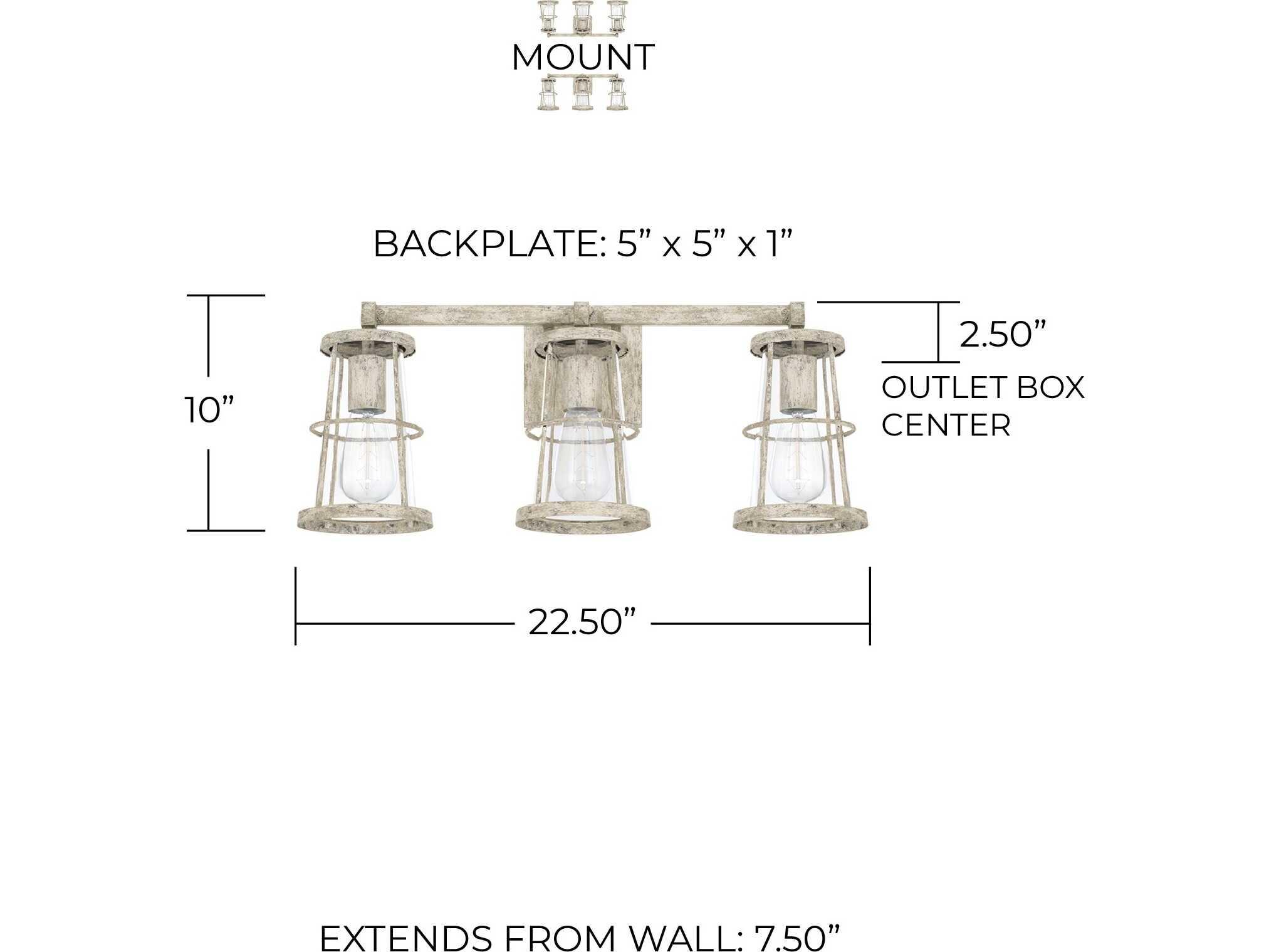 Capital Lighting Beaufort 3-Light Mystic Sand Gray Glass Vanity Light
