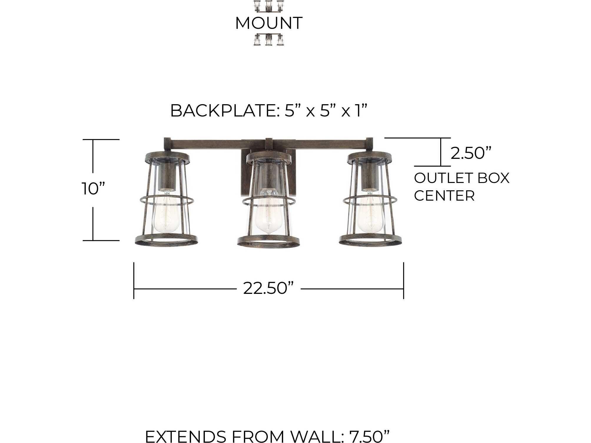 Capital Lighting Beaufort 3-Light Nordic Grey Glass Vanity Light