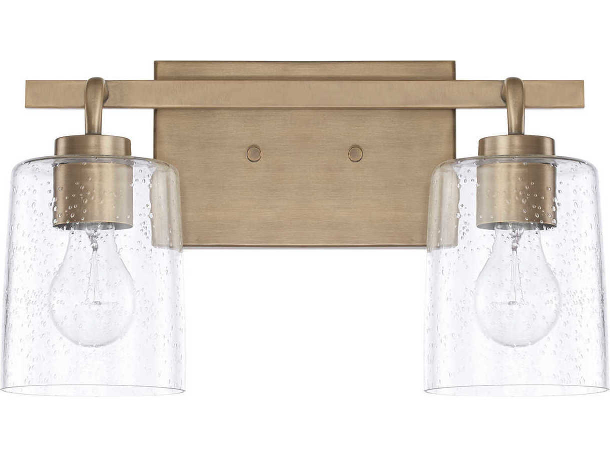 Capital Lighting Greyson 2-Light Aged Brass Glass Vanity Light