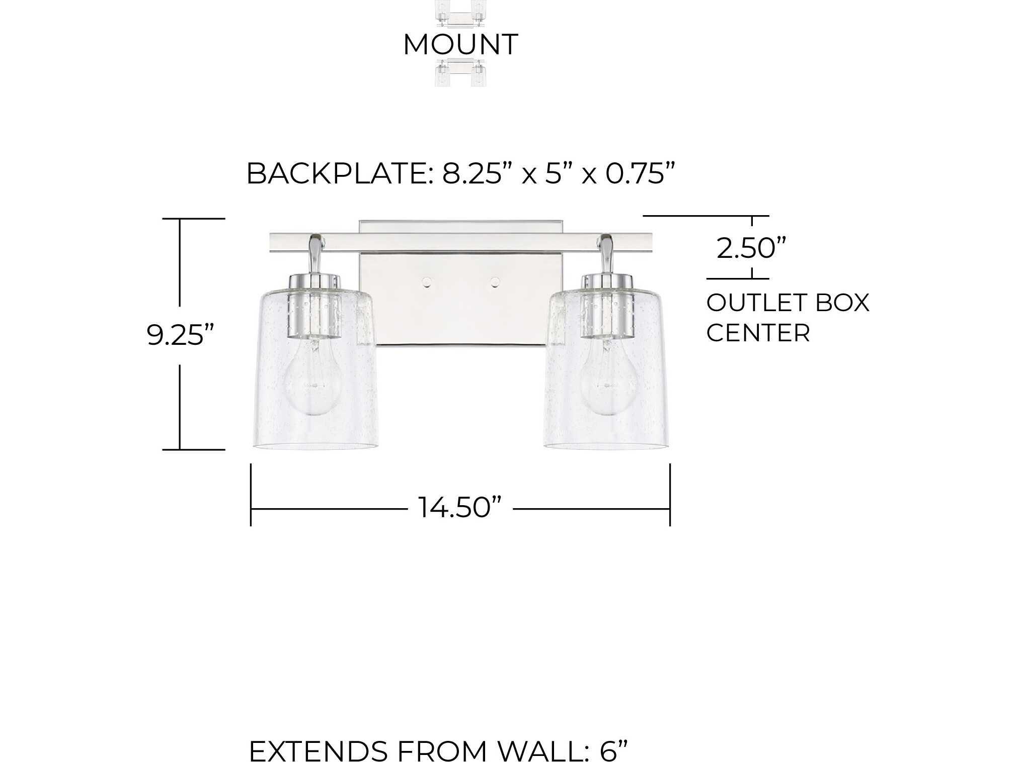 Capital Lighting Greyson 2-Light Chrome Glass Vanity Light