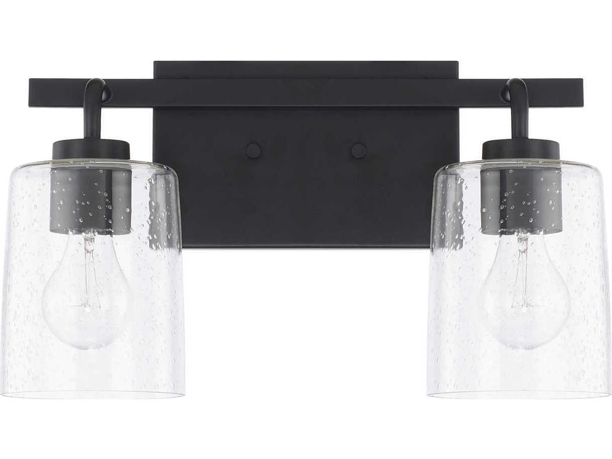 Capital Lighting Greyson 2-Light Matte Black Glass Vanity Light