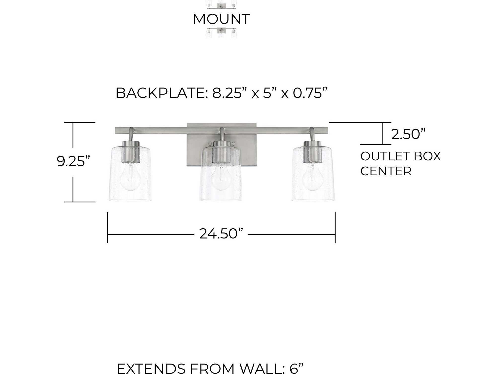 Capital Lighting Greyson 3-Light Brushed Nickel Glass Vanity Light