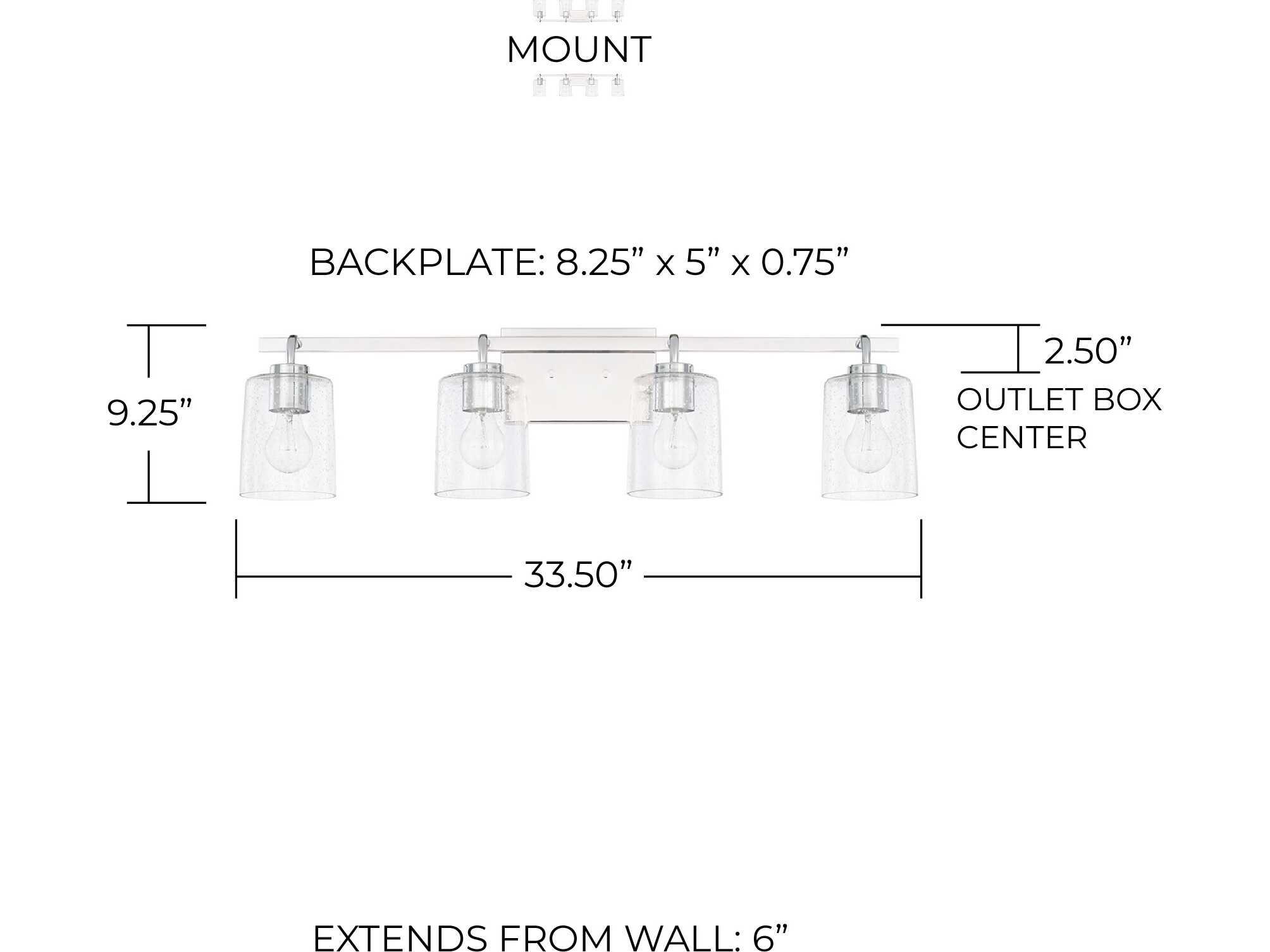 Capital Lighting Greyson 4-Light Chrome Glass Vanity Light