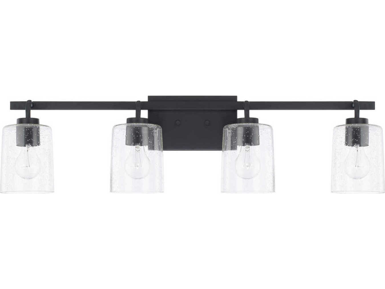 Capital Lighting Greyson 4-Light Matte Black Glass Vanity Light
