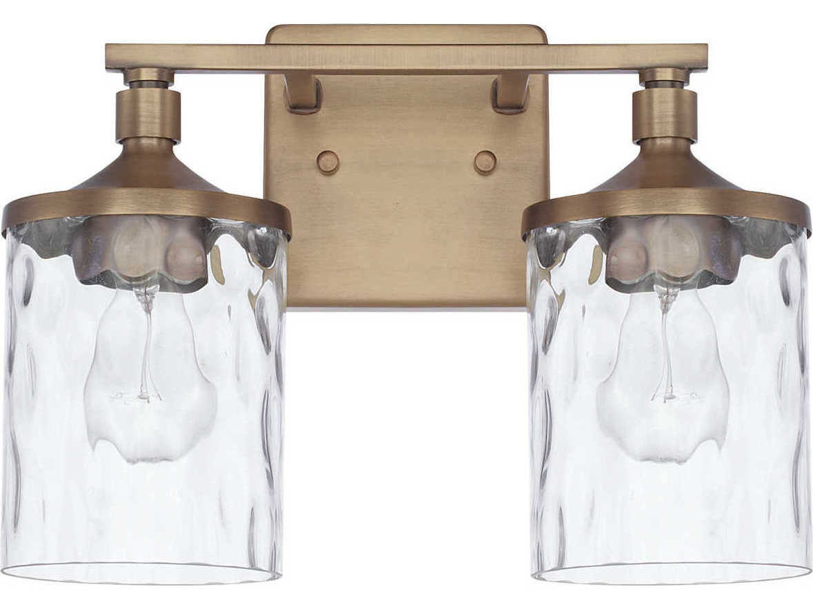 Capital Lighting Colton 2-Light Aged Brass Glass Vanity Light