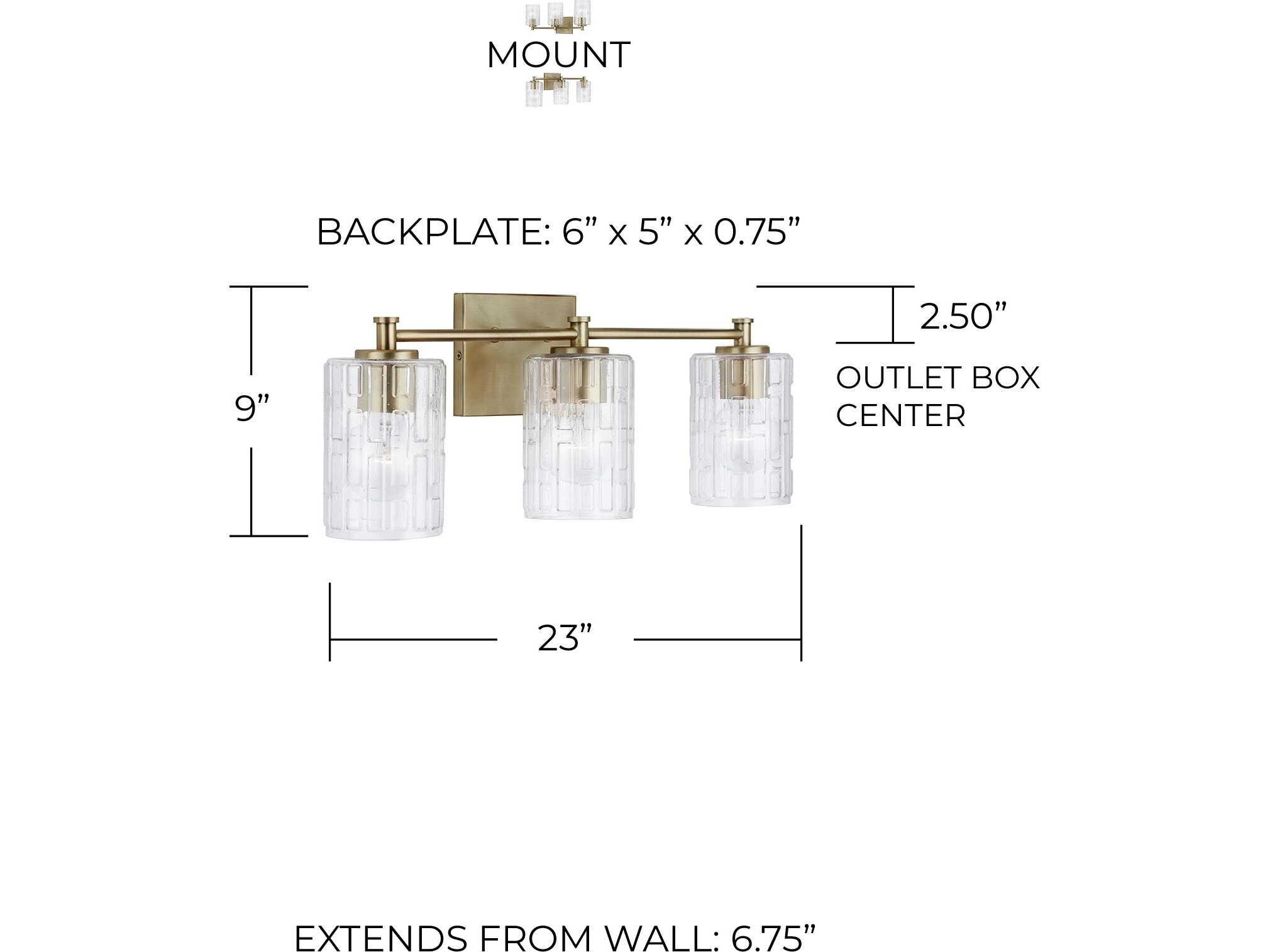 Capital Lighting Emerson 3-Light Aged Brass Glass Vanity Light