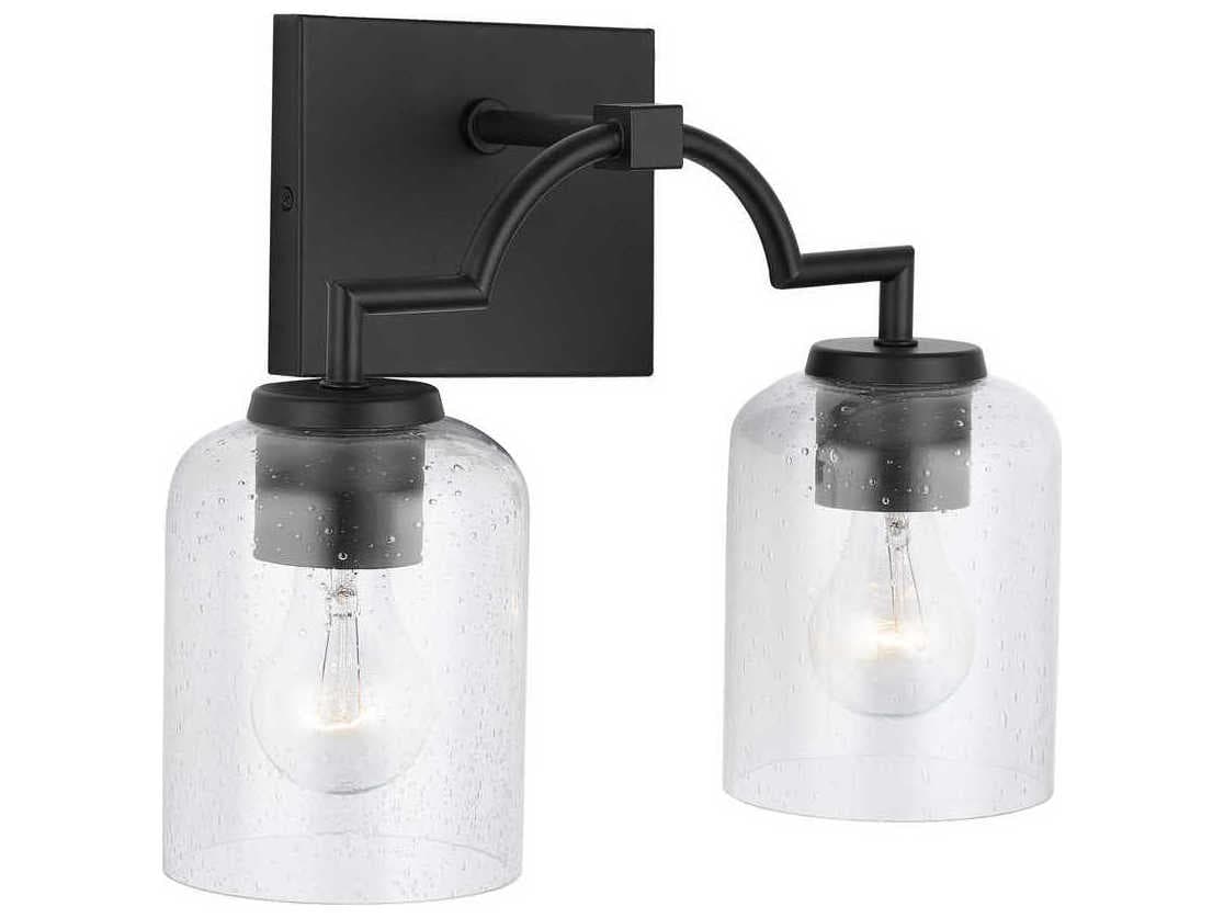 Capital Lighting Carter 2-Light Matte Black Glass Vanity Light