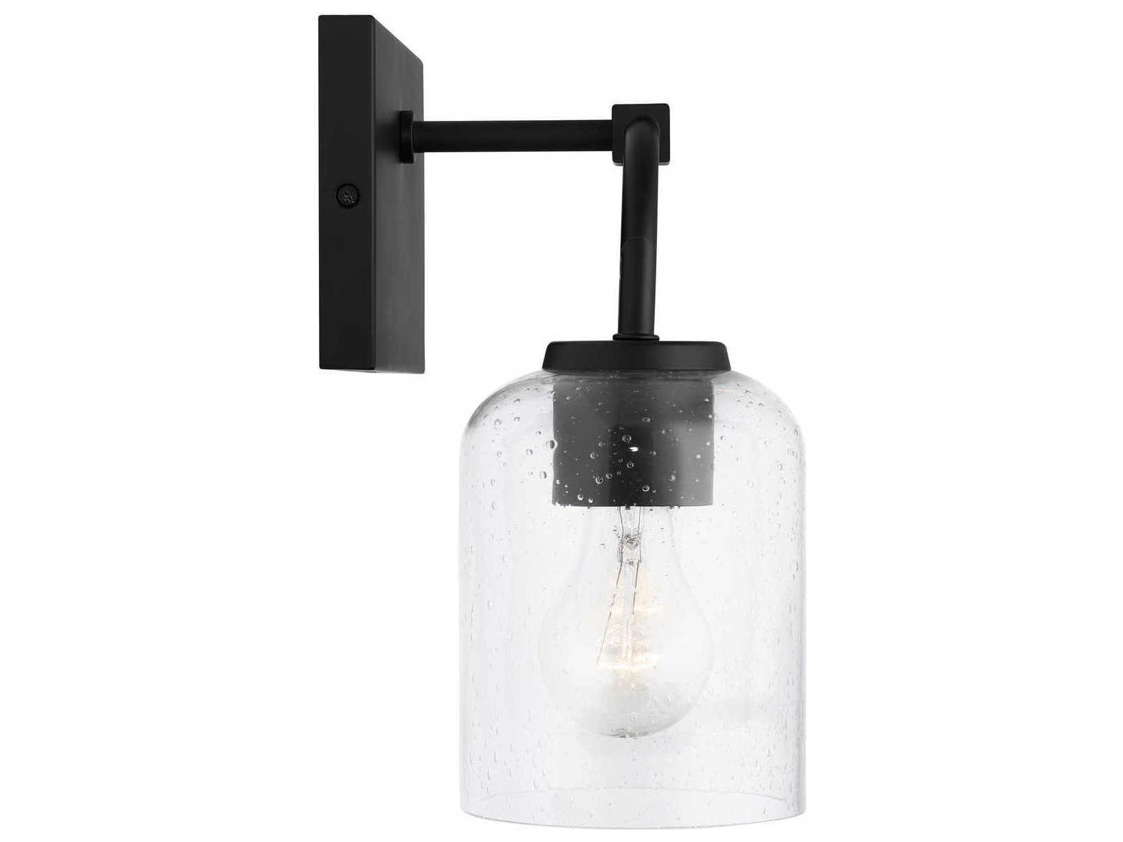 Capital Lighting Carter 2-Light Matte Black Glass Vanity Light