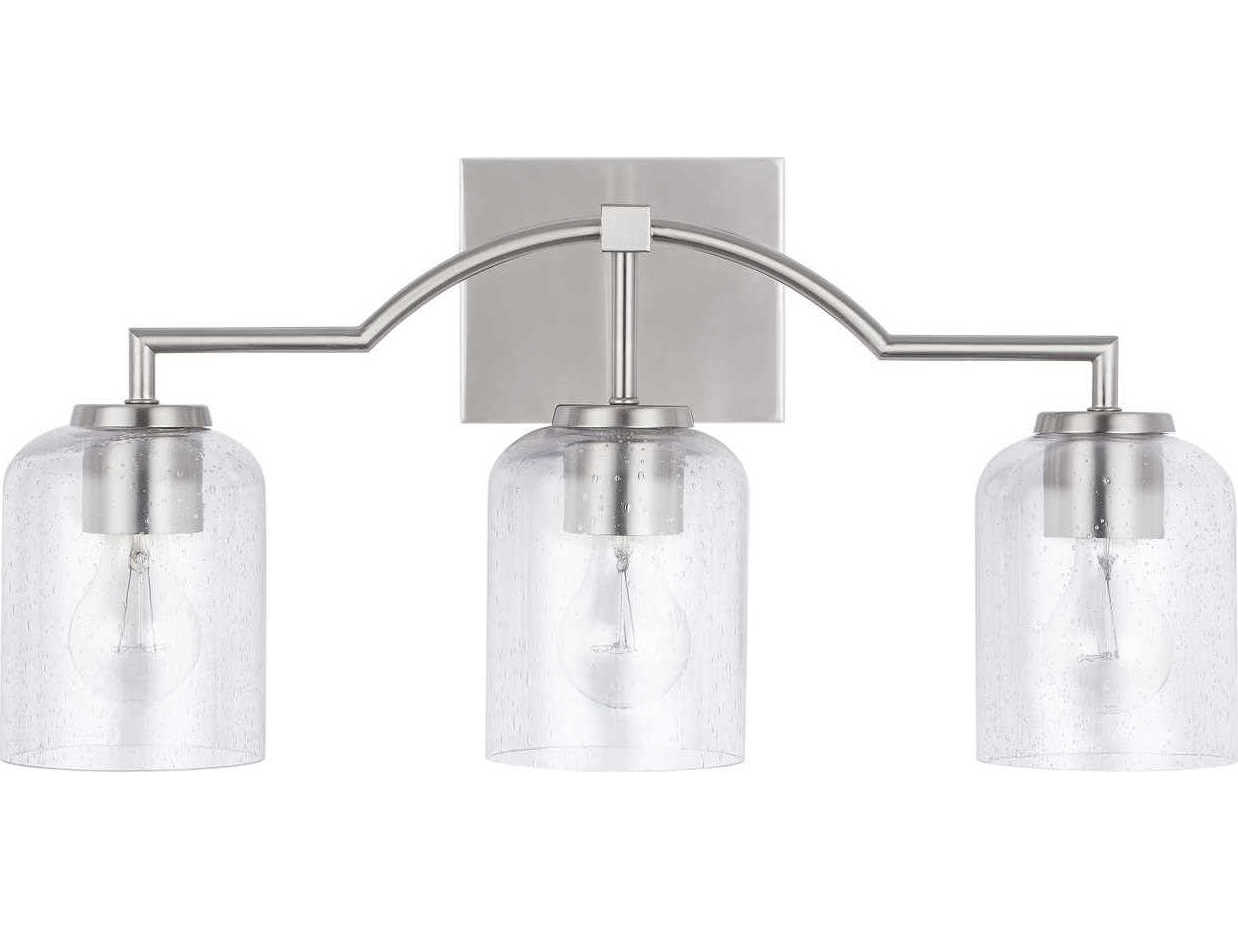 Capital Lighting Carter 3-Light Brushed Nickel Glass Vanity Light