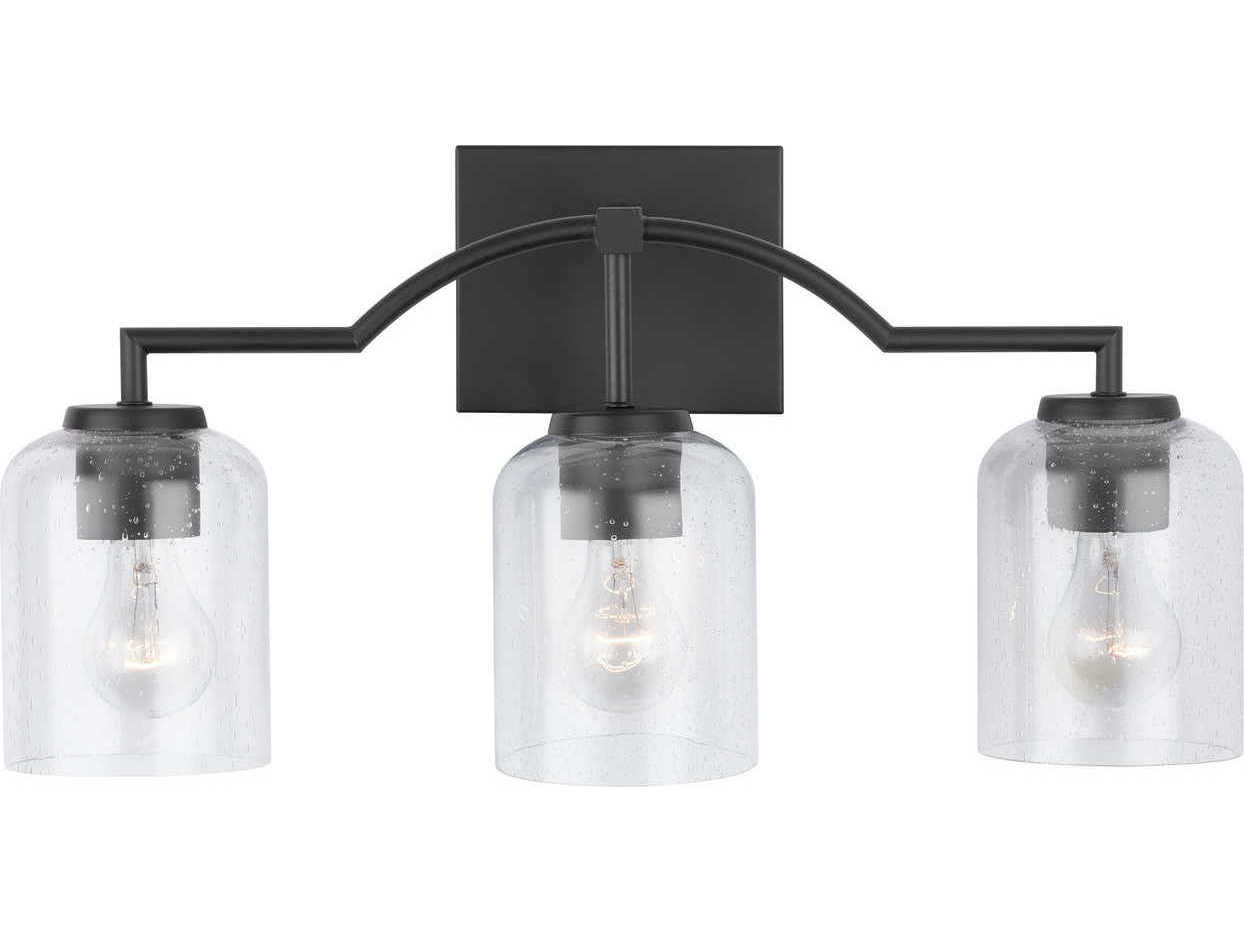 Capital Lighting Carter 3-Light Matte Black Glass Vanity Light