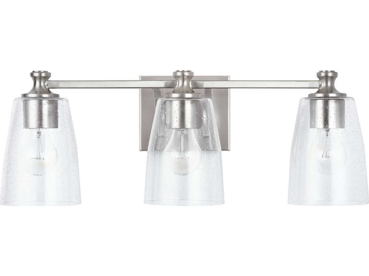 Capital Lighting Myles 3-Light Brushed Nickel Glass Vanity Light