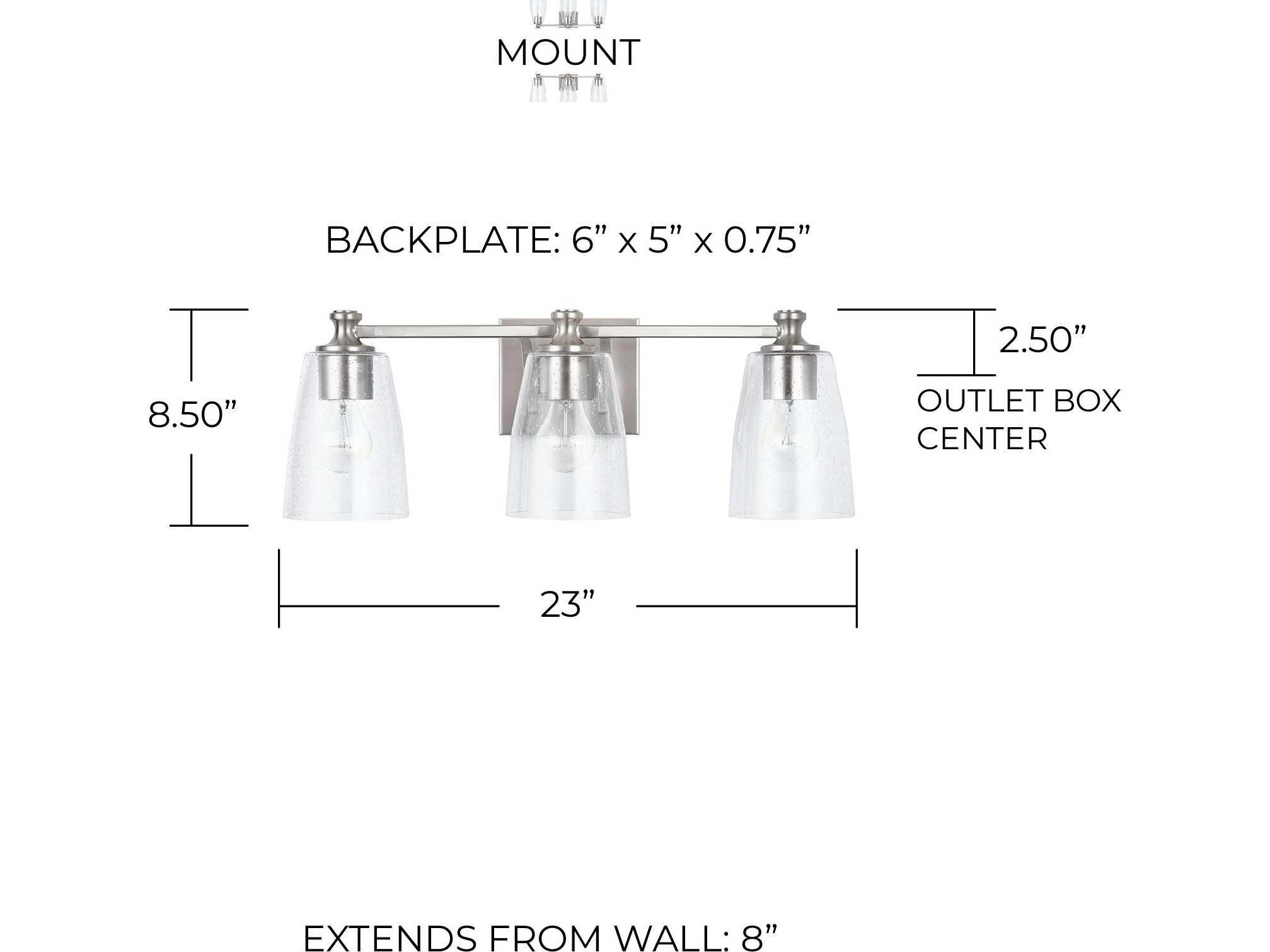 Capital Lighting Myles 3-Light Brushed Nickel Glass Vanity Light