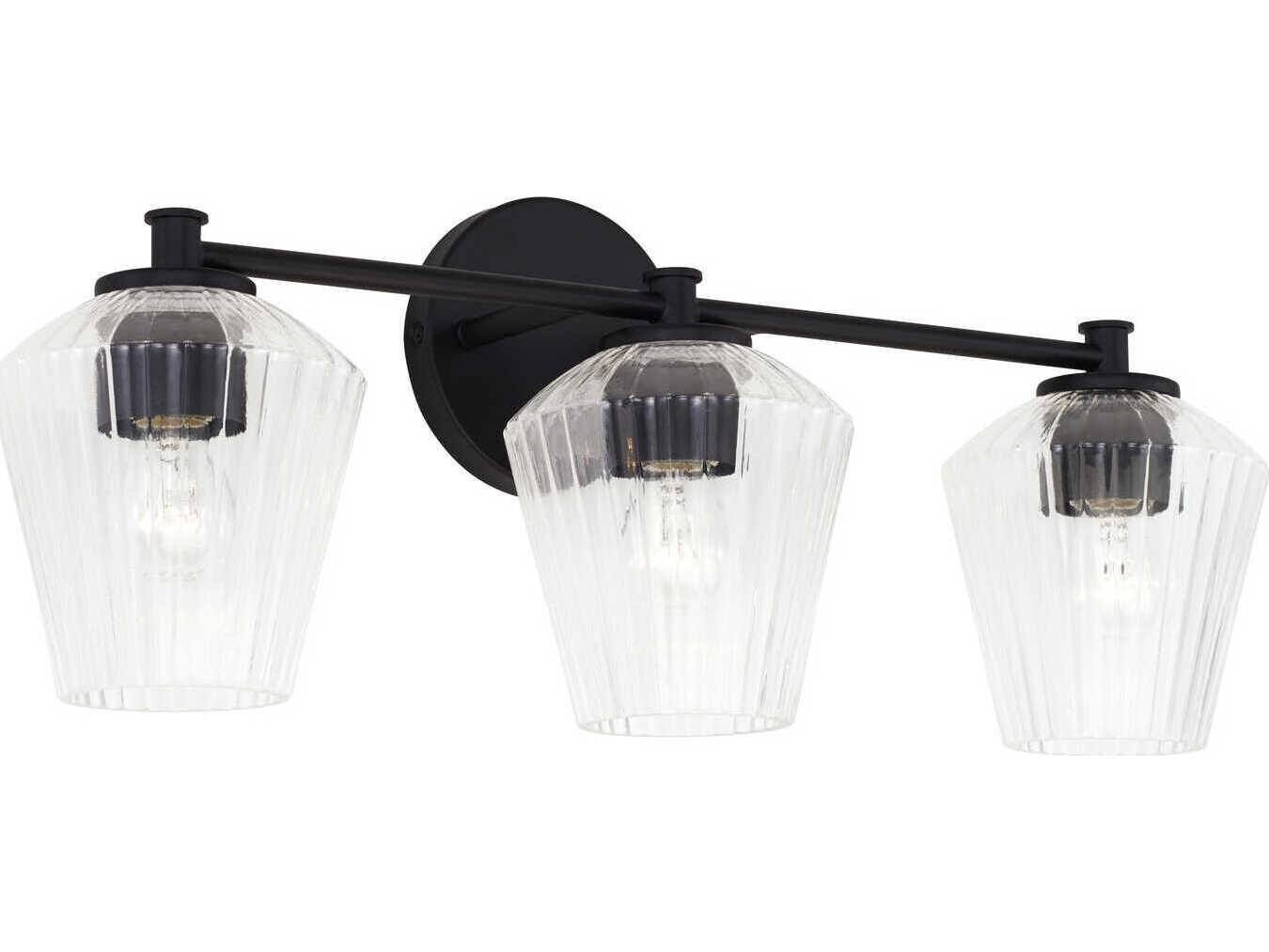 Capital Lighting Beau 3-Light Matte Black Glass Vanity Light