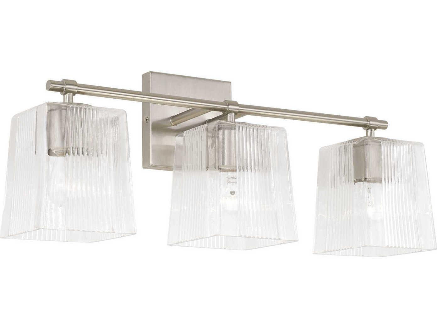 Capital Lighting Lexi 3-Light Brushed Nickel Glass Vanity Light