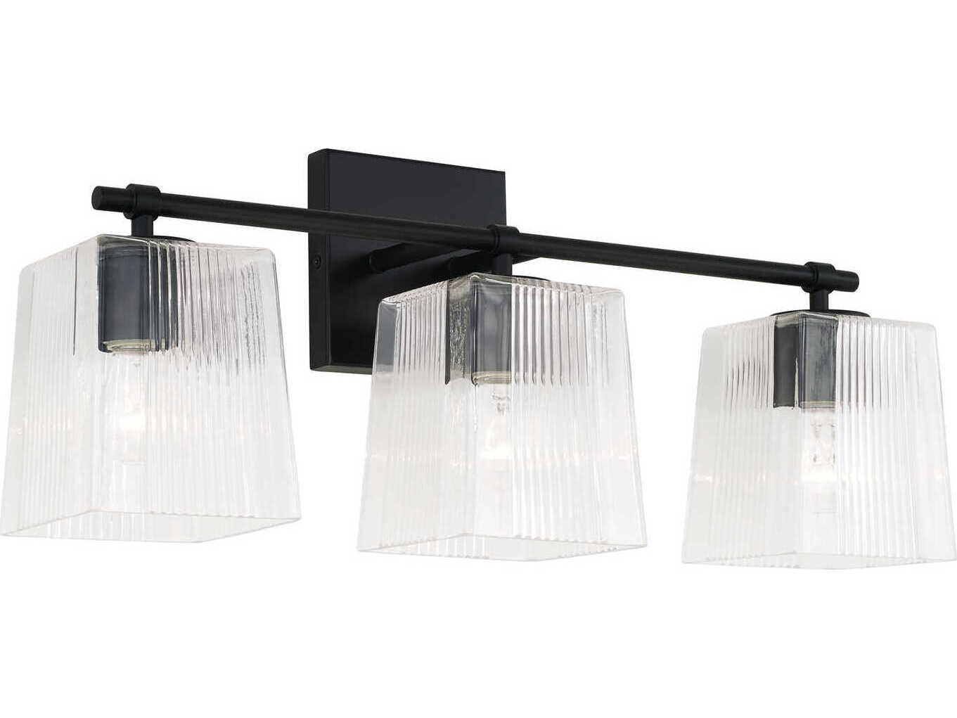 Capital Lighting Lexi 3-Light Matte Black Glass Vanity Light