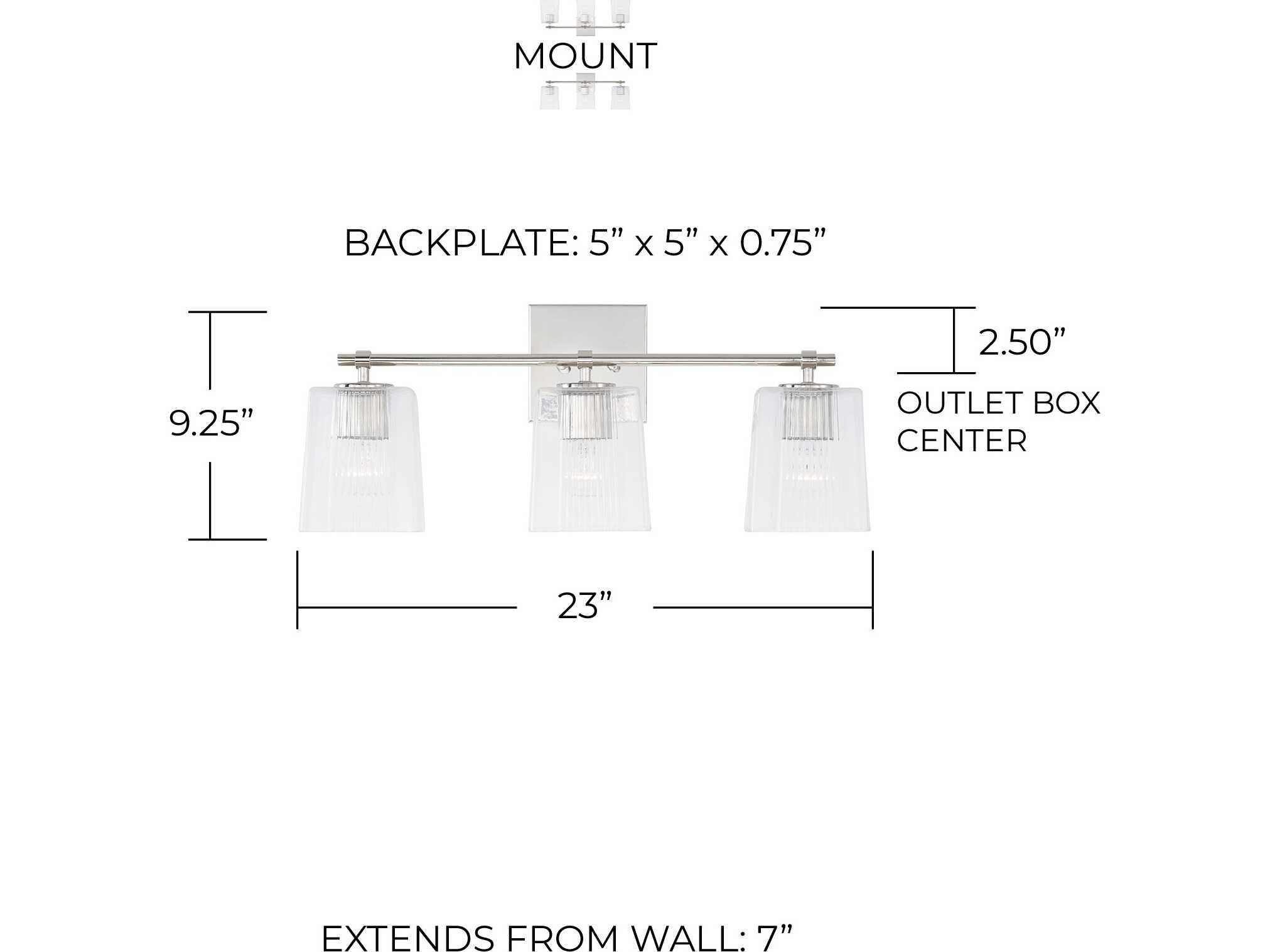 Capital Lighting Lexi 3-Light Polished Nickel Glass Vanity Light