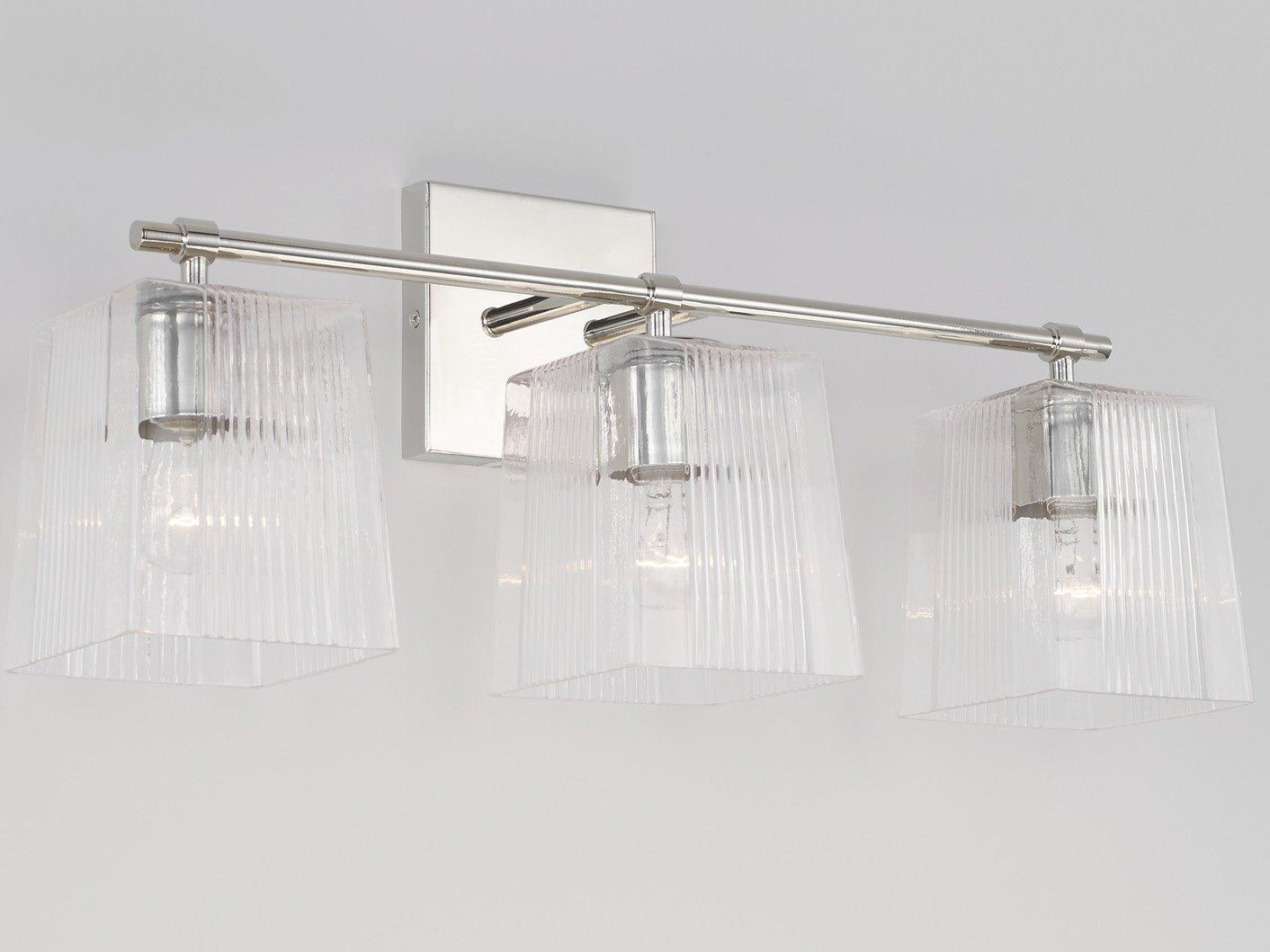 Capital Lighting Lexi 3-Light Polished Nickel Glass Vanity Light