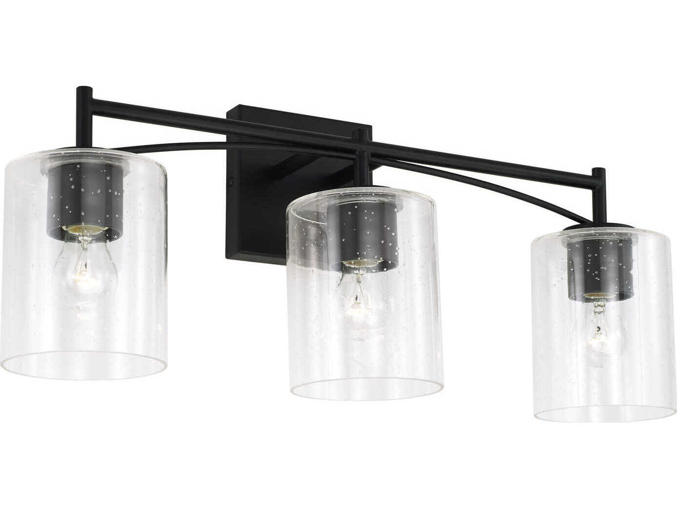 Capital Lighting Peyton 3-Light Matte Black Glass Vanity Light