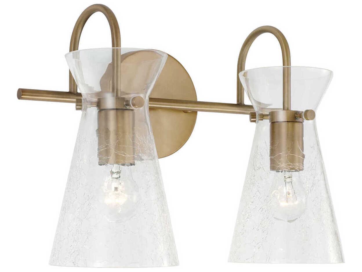 Capital Lighting Mila 2-Light Aged Brass Glass Vanity Light
