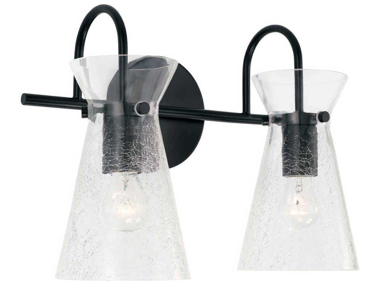 Capital Lighting Mila 2-Light Matte Black Glass Vanity Light