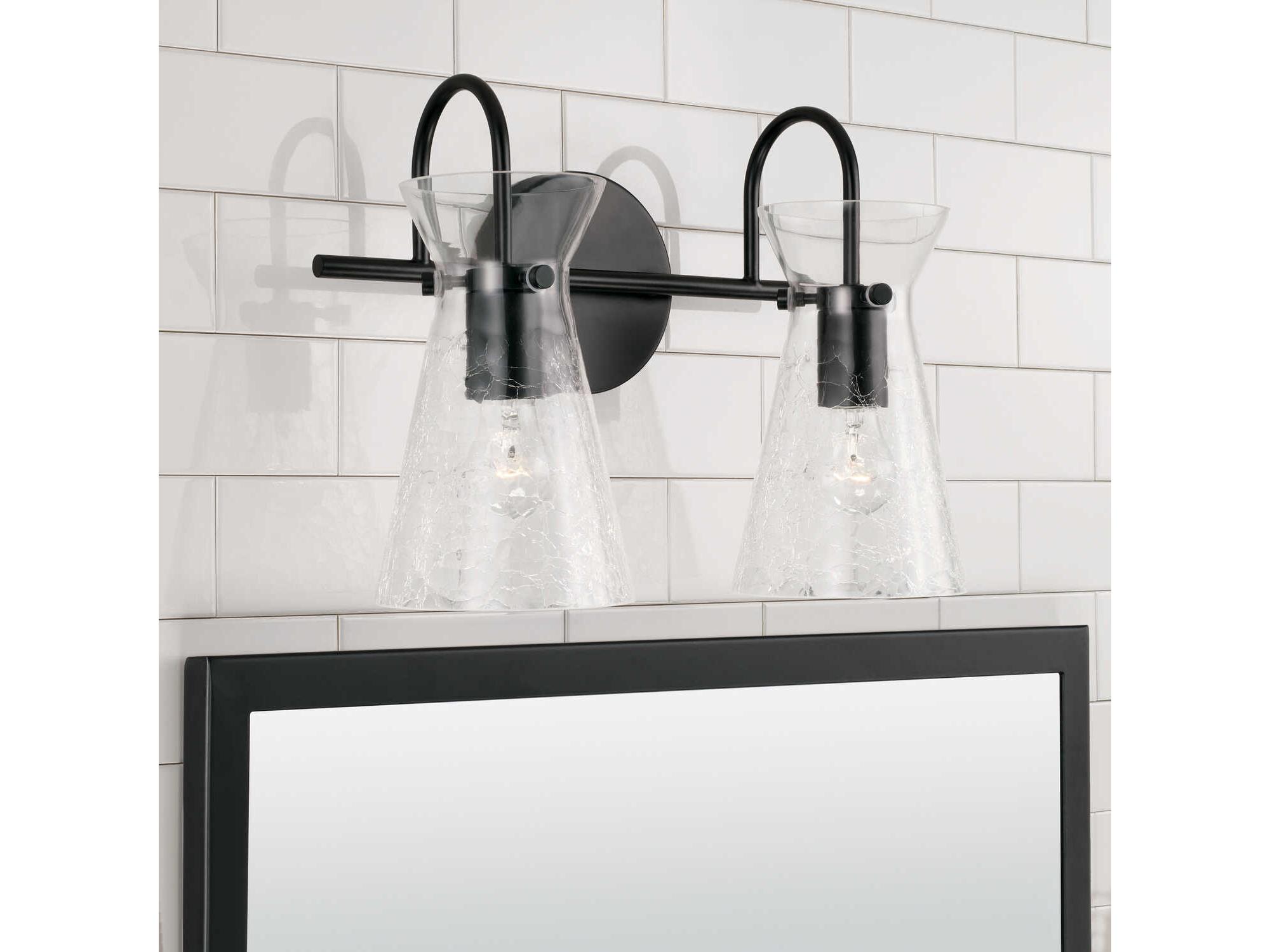 Capital Lighting Mila 2-Light Matte Black Glass Vanity Light