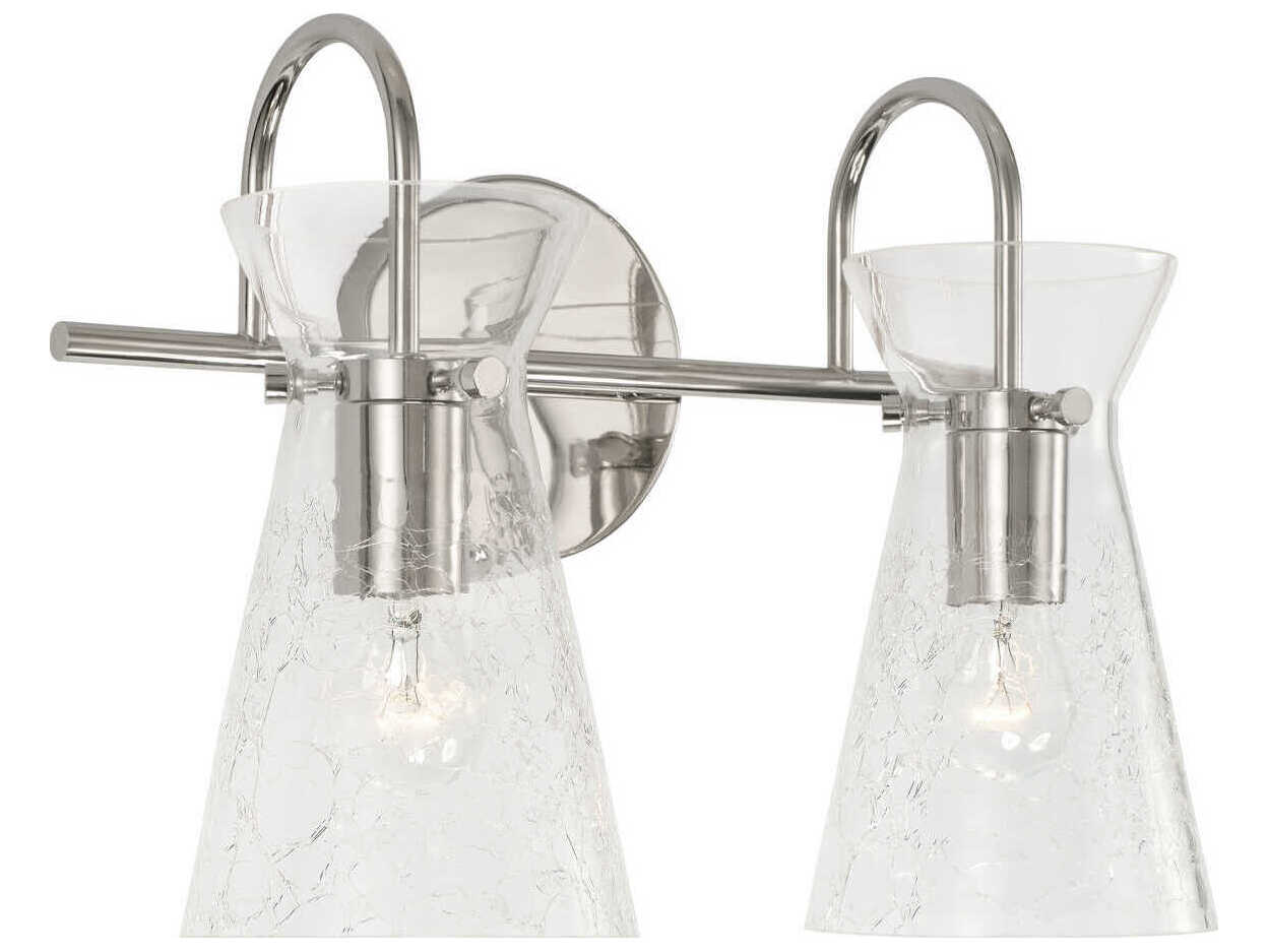Capital Lighting Mila 2-Light Polished Nickel Glass Vanity Light
