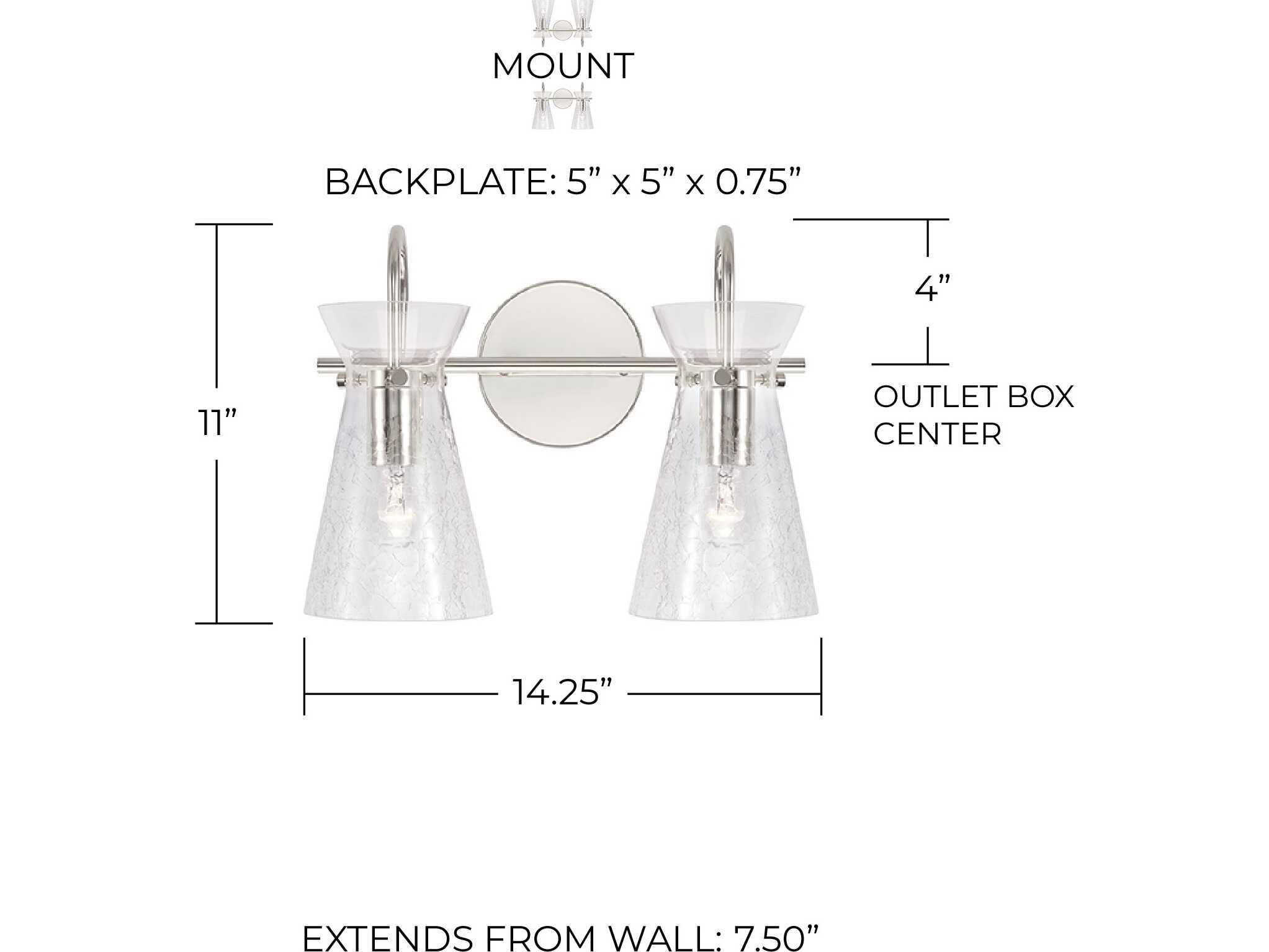 Capital Lighting Mila 2-Light Polished Nickel Glass Vanity Light