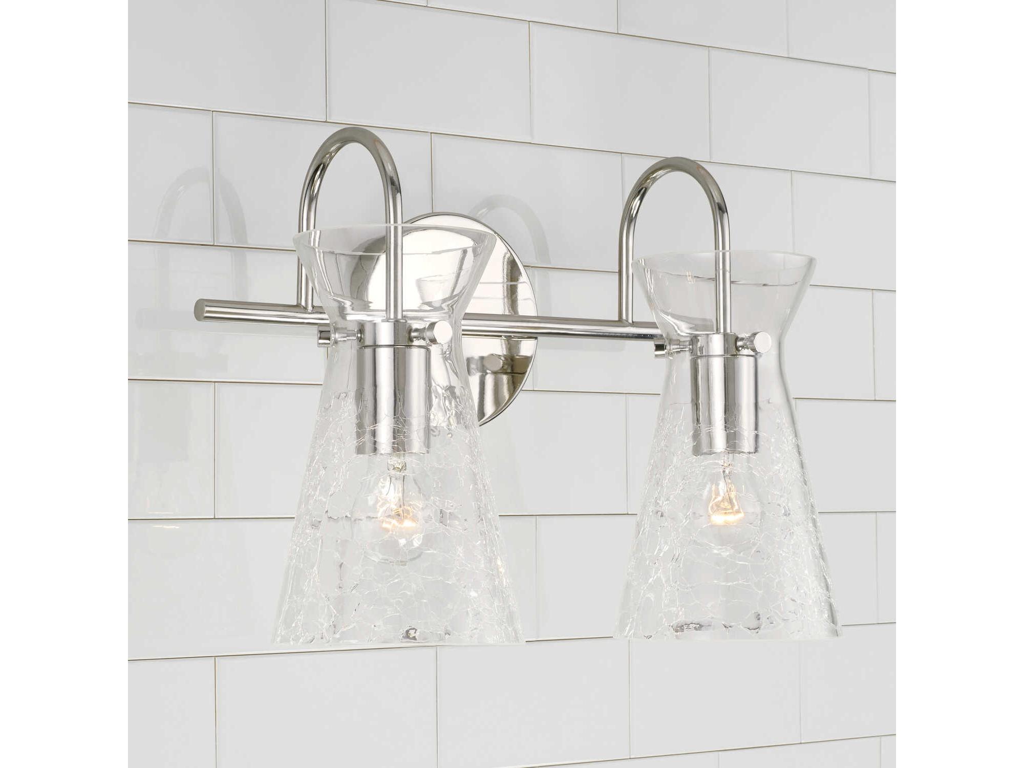 Capital Lighting Mila 2-Light Polished Nickel Glass Vanity Light
