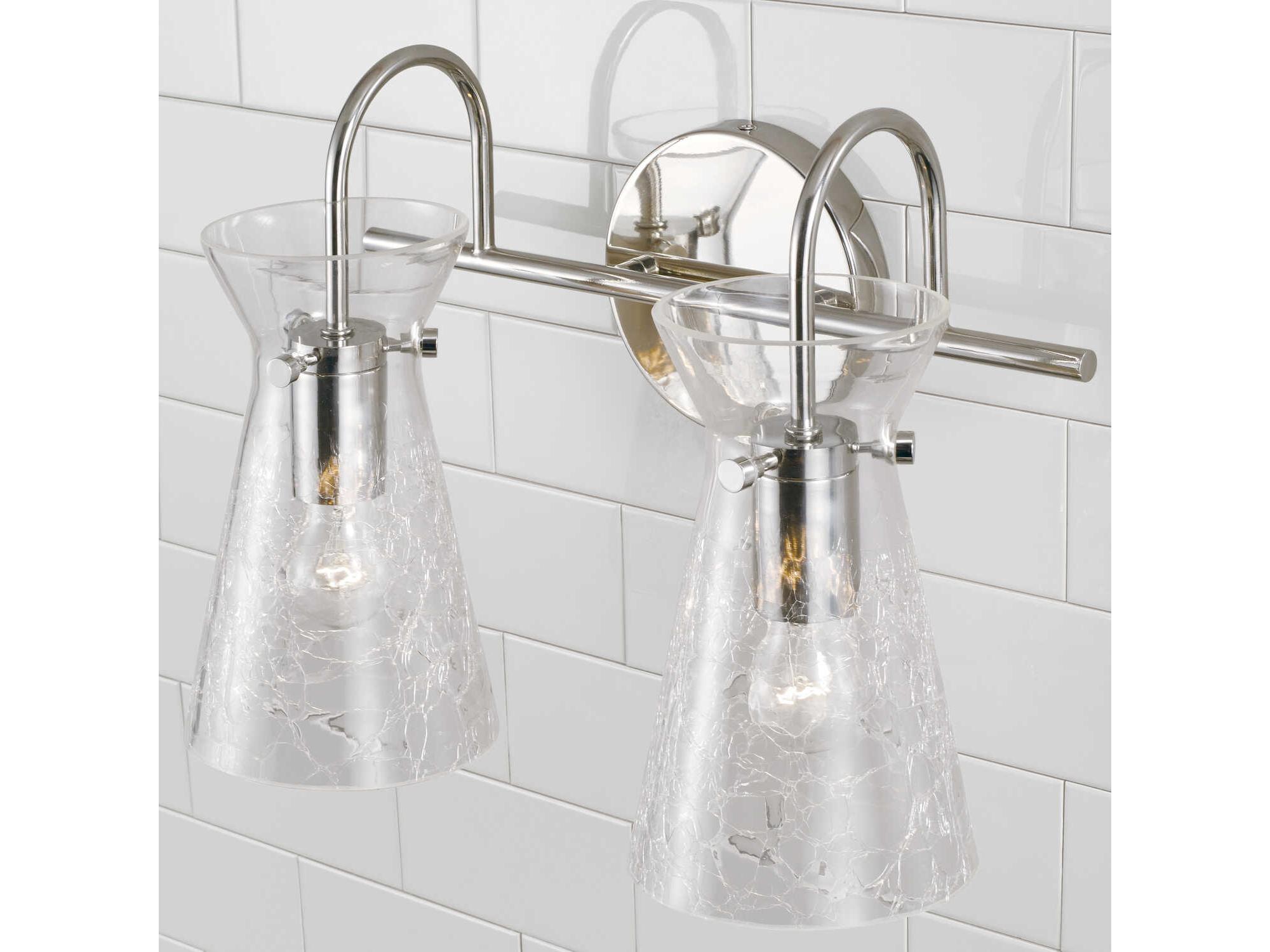 Capital Lighting Mila 2-Light Polished Nickel Glass Vanity Light