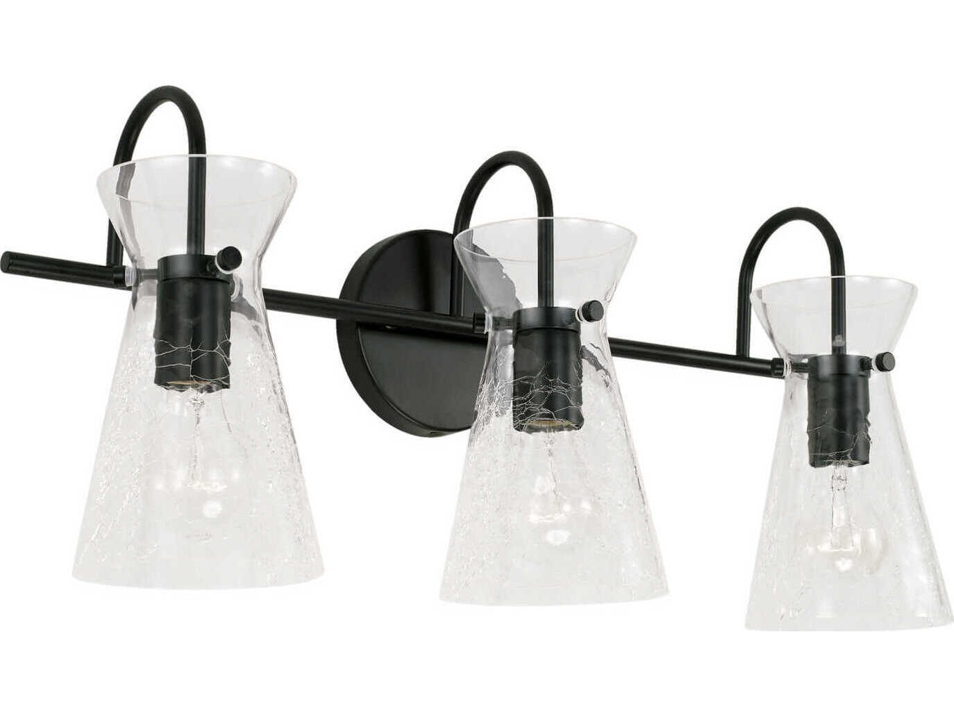 Capital Lighting Mila 3-Light Matte Black Glass Vanity Light