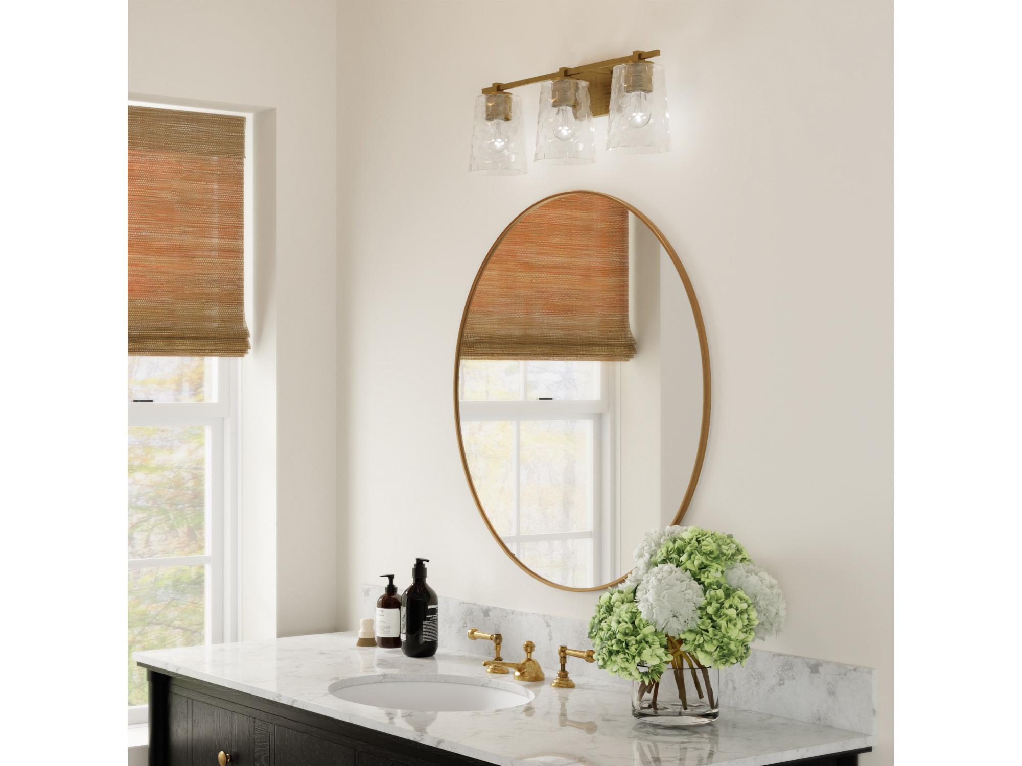 Capital Lighting Burke 3-Light Aged Brass Glass Vanity Light