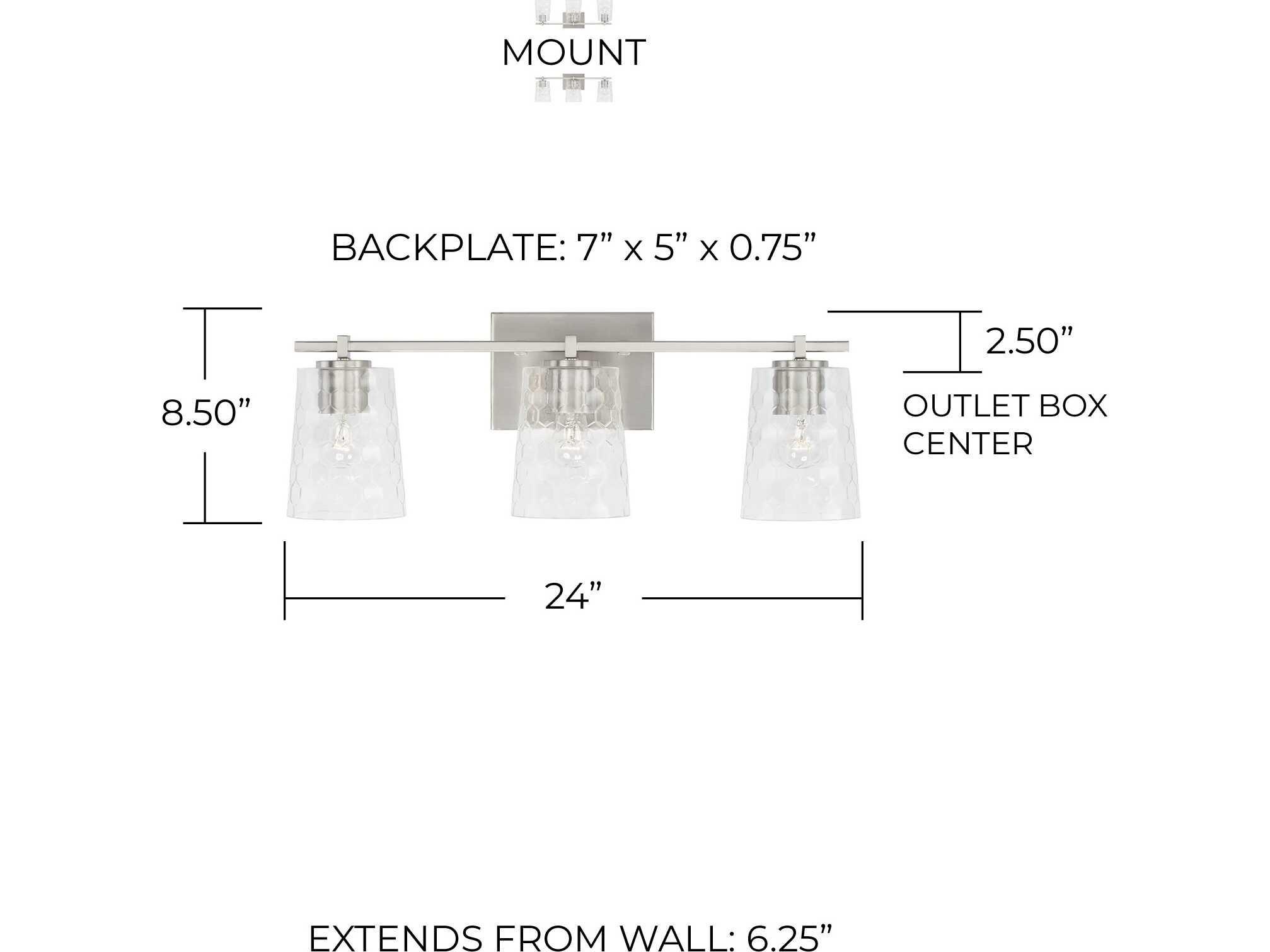 Capital Lighting Burke 3-Light Brushed Nickel Glass Vanity Light