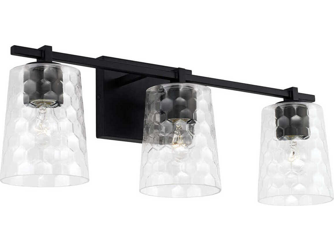 Capital Lighting Burke 3-Light Matte Black Glass Vanity Light