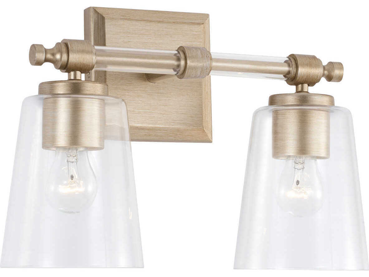 Capital Lighting Breigh 2-Light Brushed Champagne Brass Glass Vanity Light