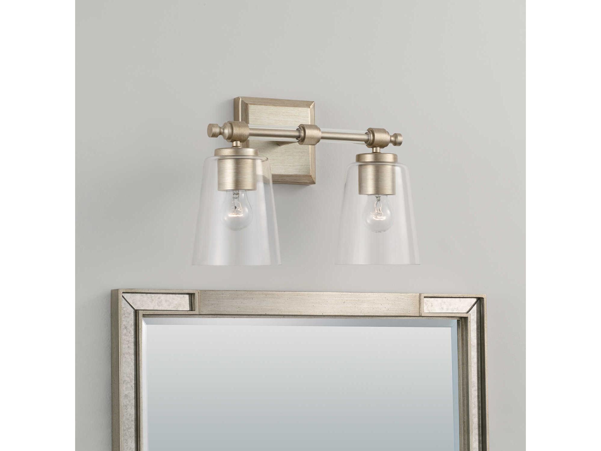 Capital Lighting Breigh 2-Light Brushed Champagne Brass Glass Vanity Light