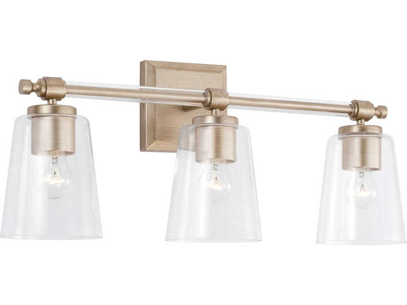 Capital Lighting Breigh 3-Light Brushed Champagne Brass Glass Vanity Light