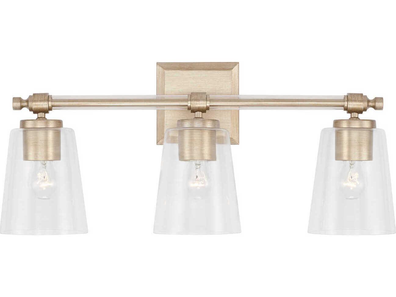 Capital Lighting Breigh 3-Light Brushed Champagne Brass Glass Vanity Light